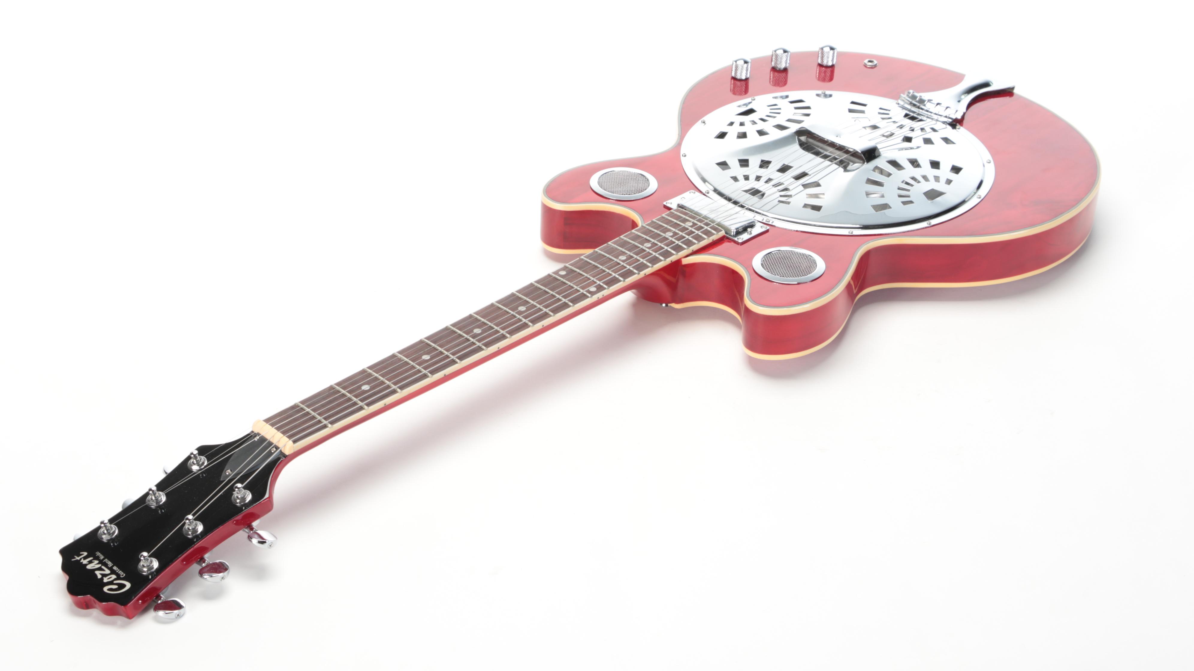 Cozart Cherry Red Finish Six-String Electric Resonator Guitar with Case