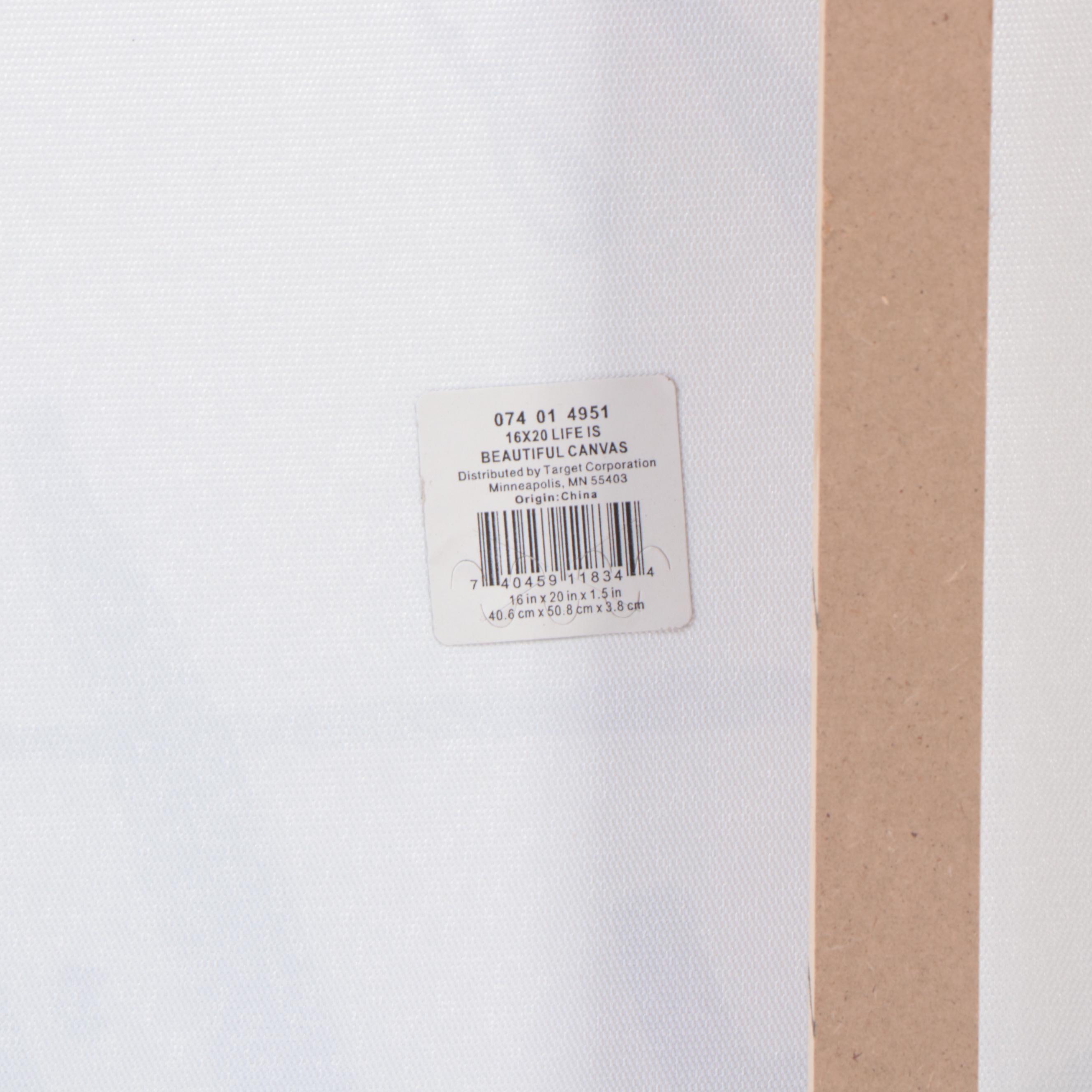 Threshold Routed Wood Wall Shelves and "Life is Beautiful" Canvas Wall Art