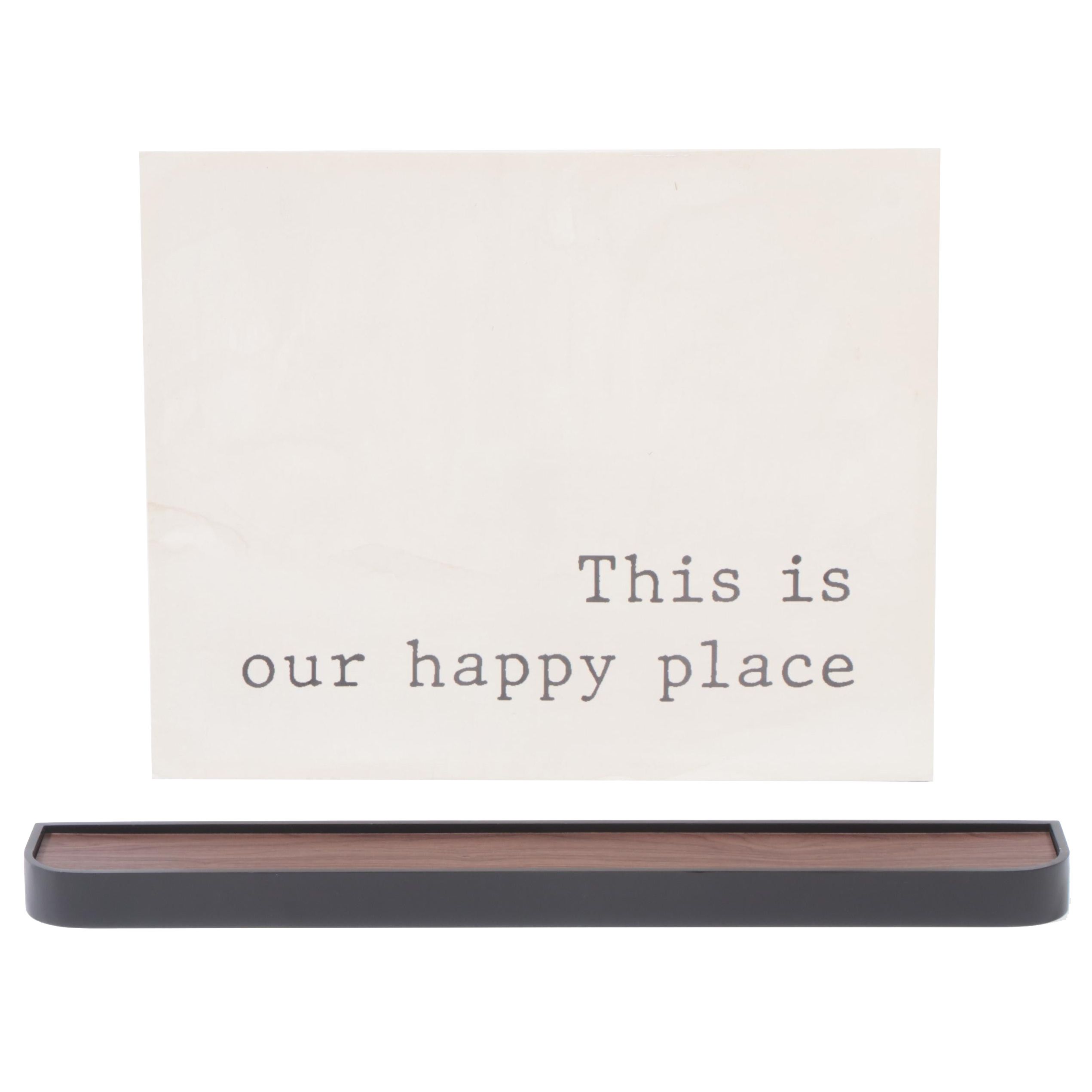Threshold Routed Wood Wall Shelf and "Happy Place" Wall Canvas