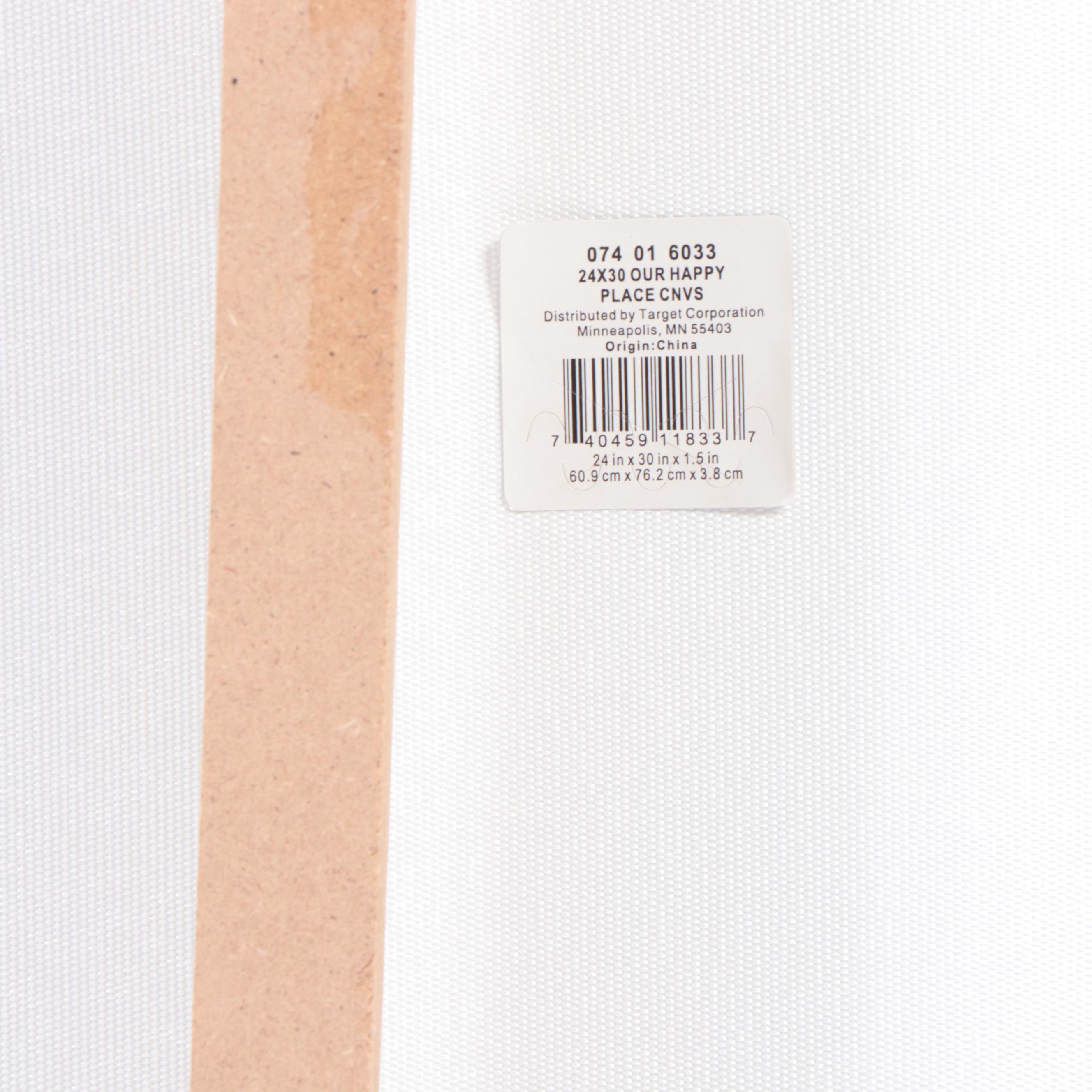 Threshold Routed Wood Wall Shelf and "Happy Place" Wall Canvas