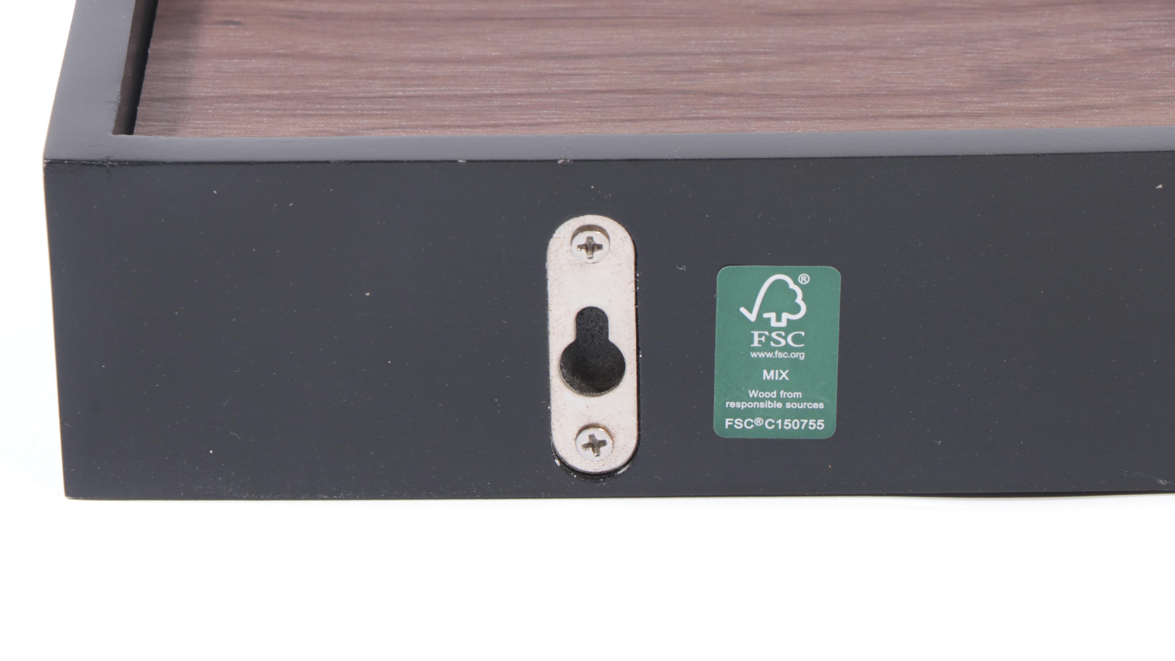 Threshold Routed Wood Wall Shelf and "Happy Place" Wall Canvas