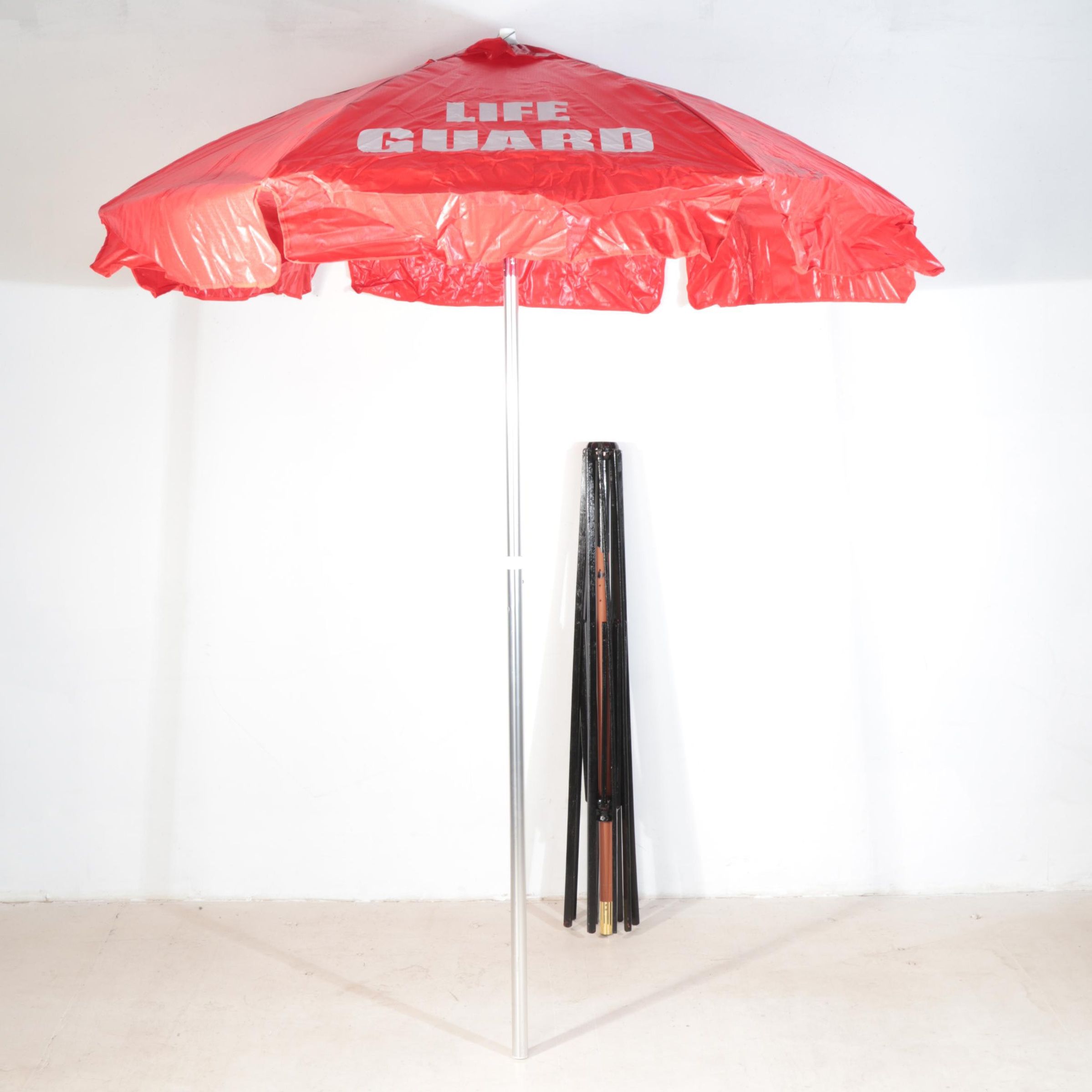 Two 6' Guard Patio Umbrellas with 9' Patio Umbrella Frame
