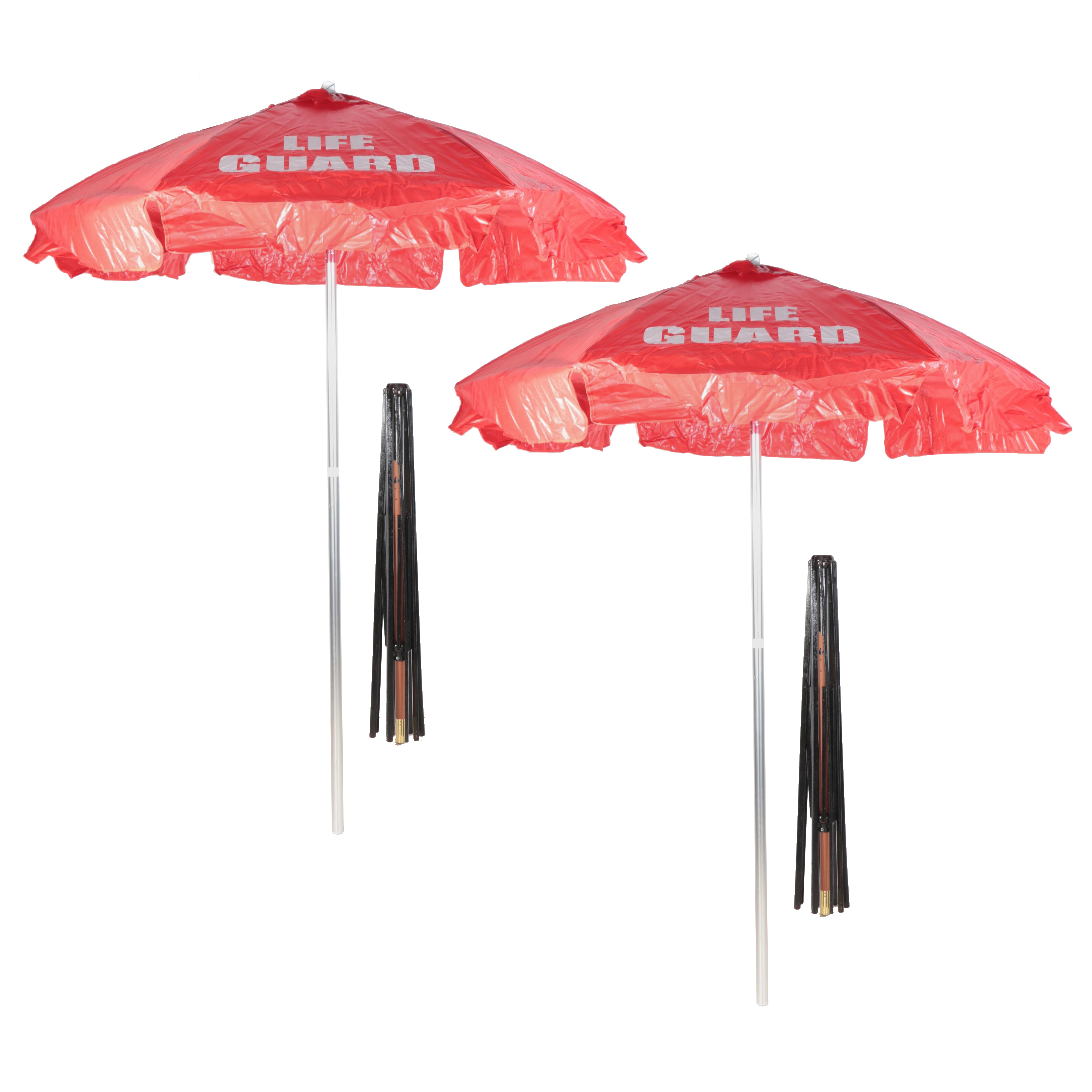 Two 6' Guard Patio Umbrellas with 9' Patio Umbrella Frame