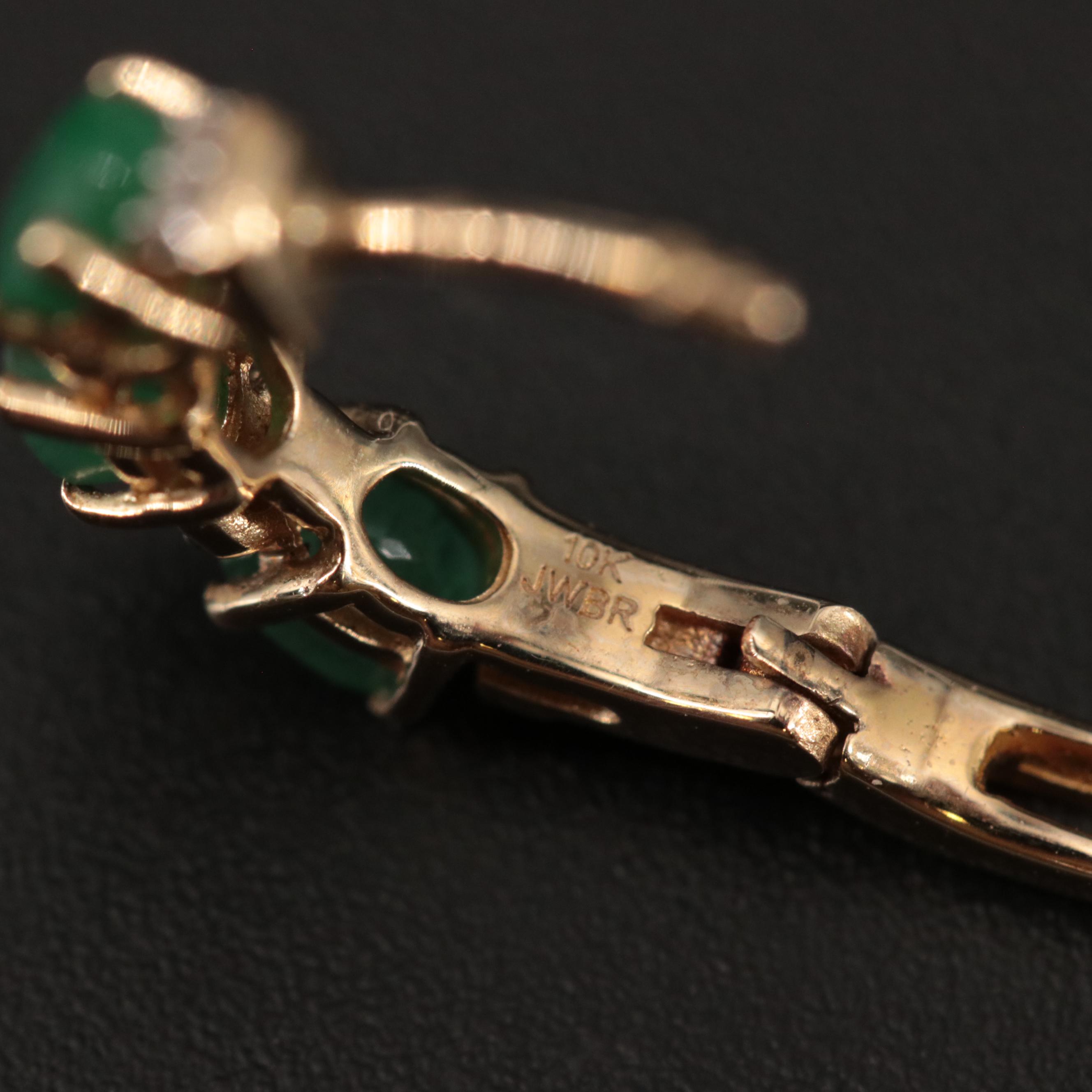 10K Emerald and Diamond Huggie Earrings