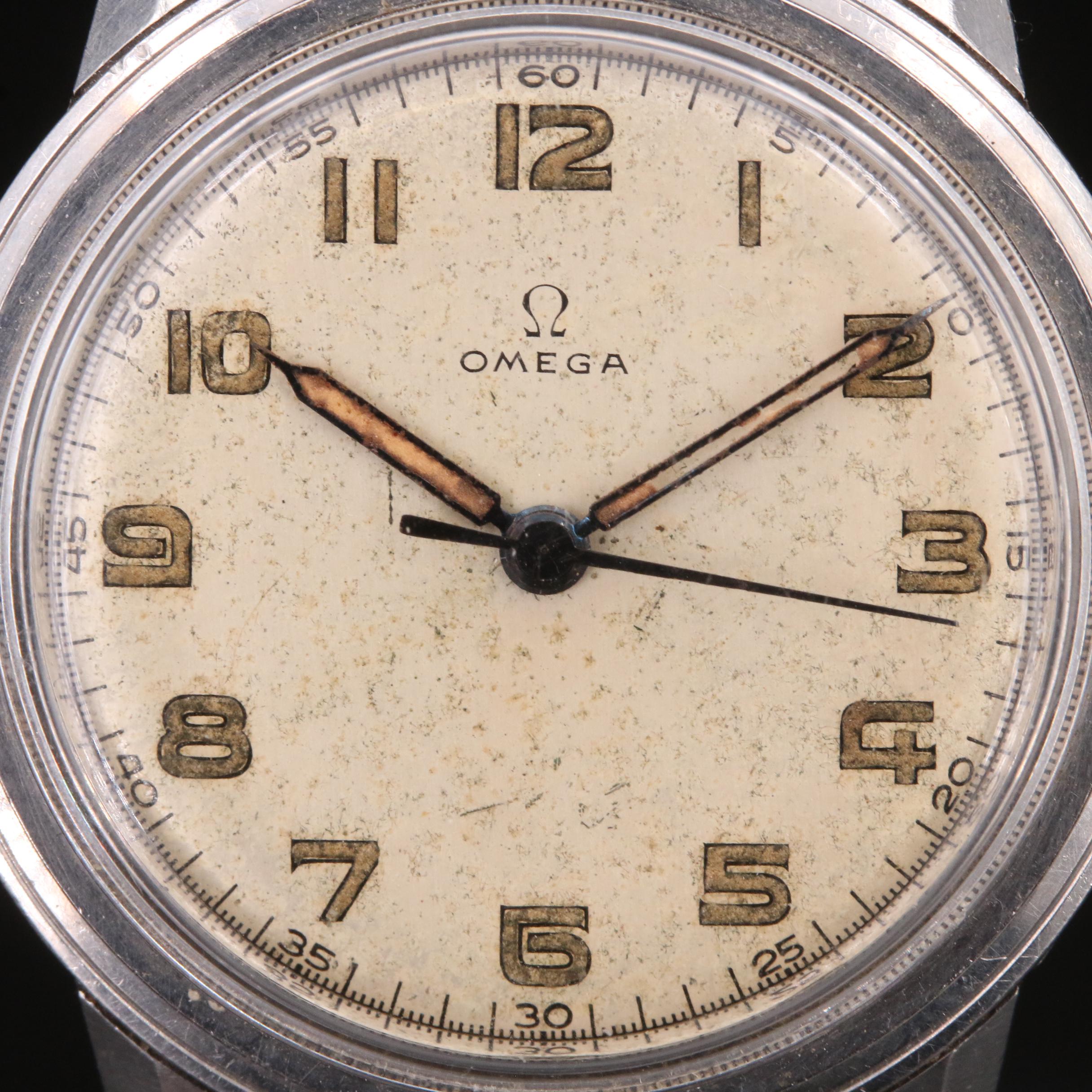 Vintage Omega Military Style Stainless Steel Watch
