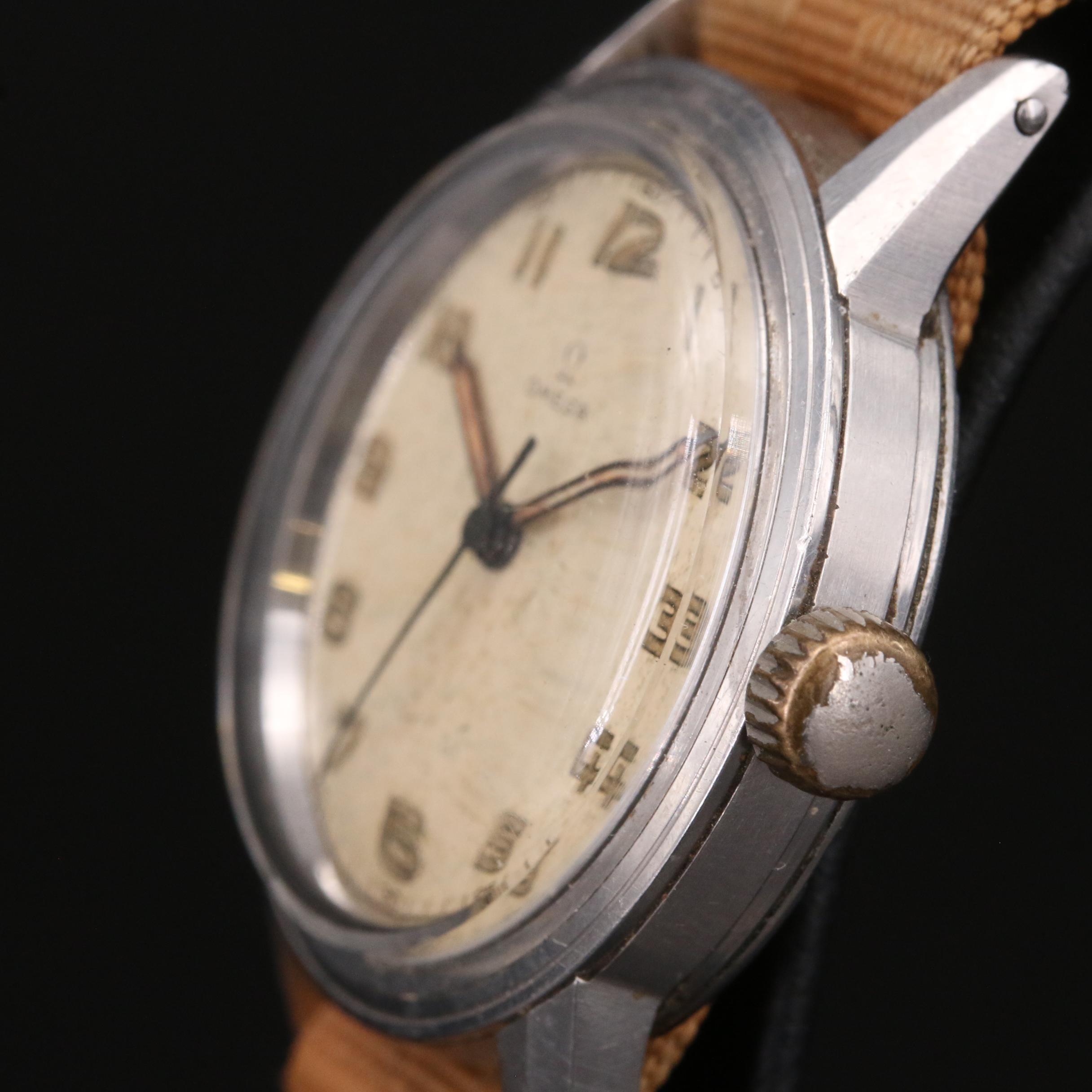 Vintage Omega Military Style Stainless Steel Watch