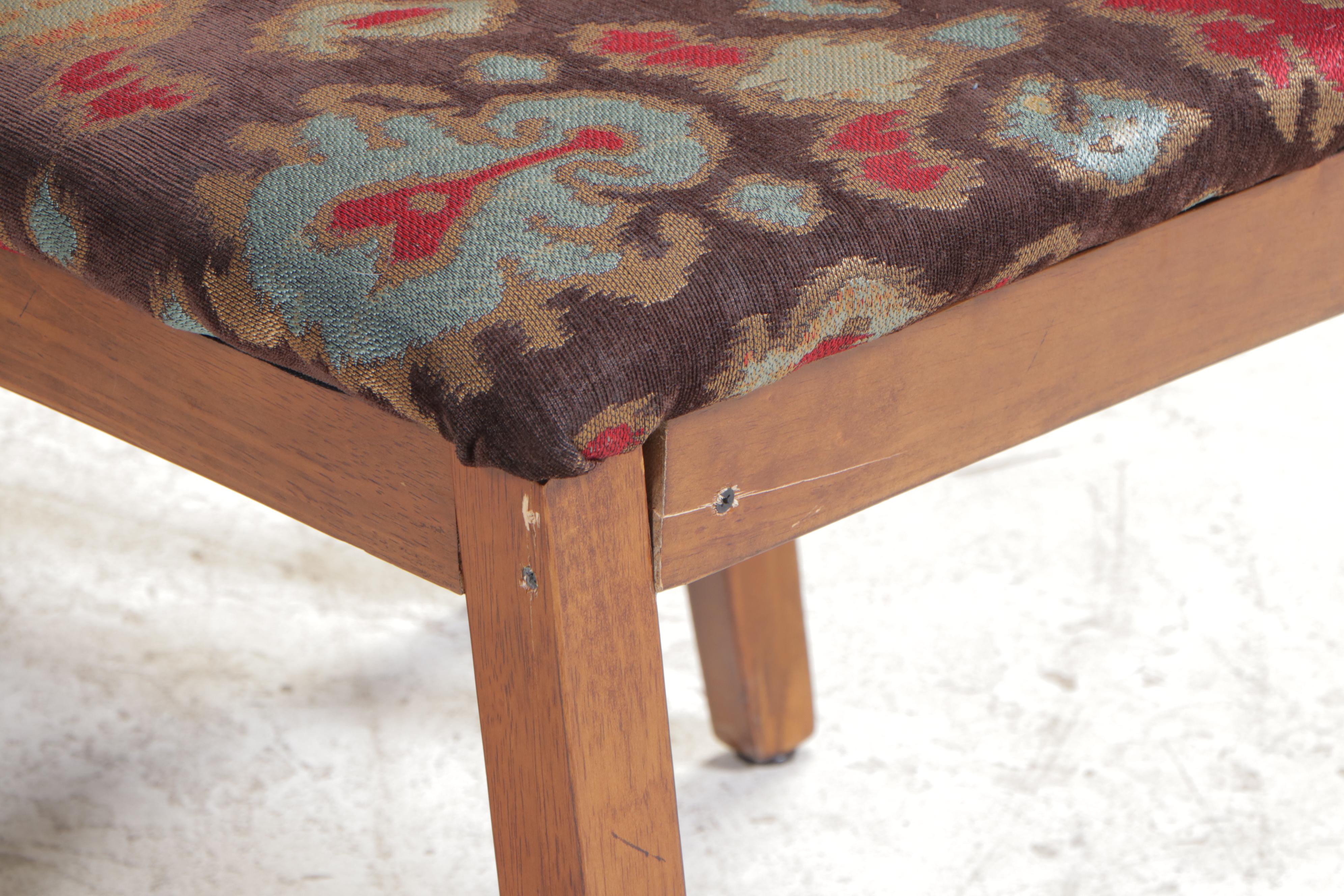 Mid Century Modern Walnut Dining Table Plus Four Contemporary Side Chairs