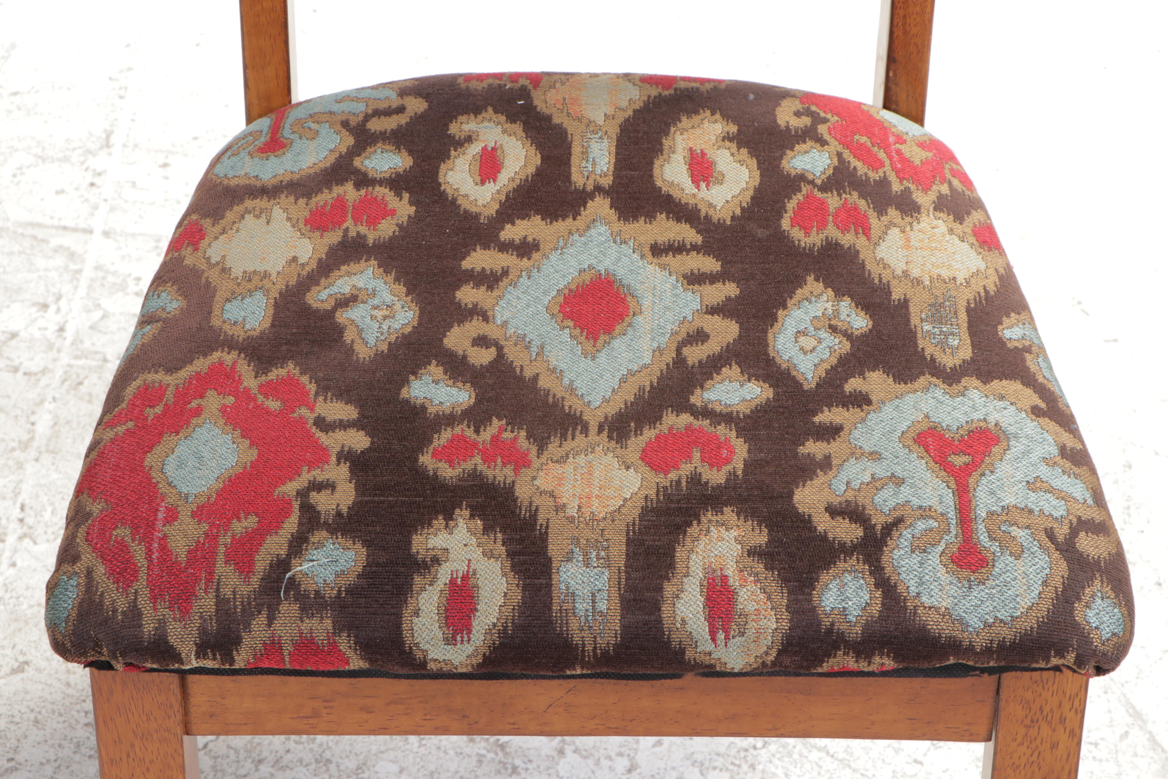 Mid Century Modern Walnut Dining Table Plus Four Contemporary Side Chairs