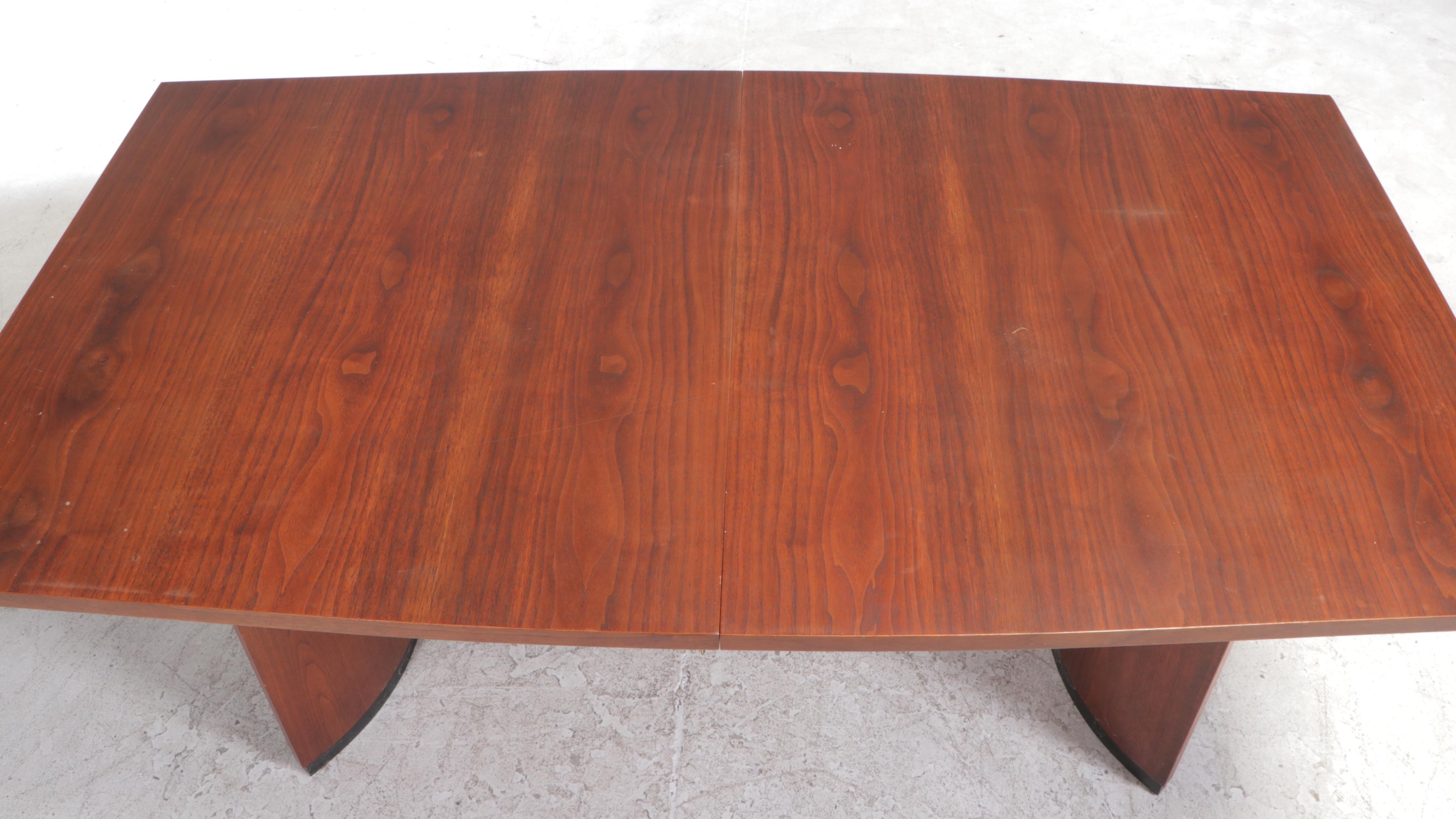 Mid Century Modern Walnut Dining Table Plus Four Contemporary Side Chairs