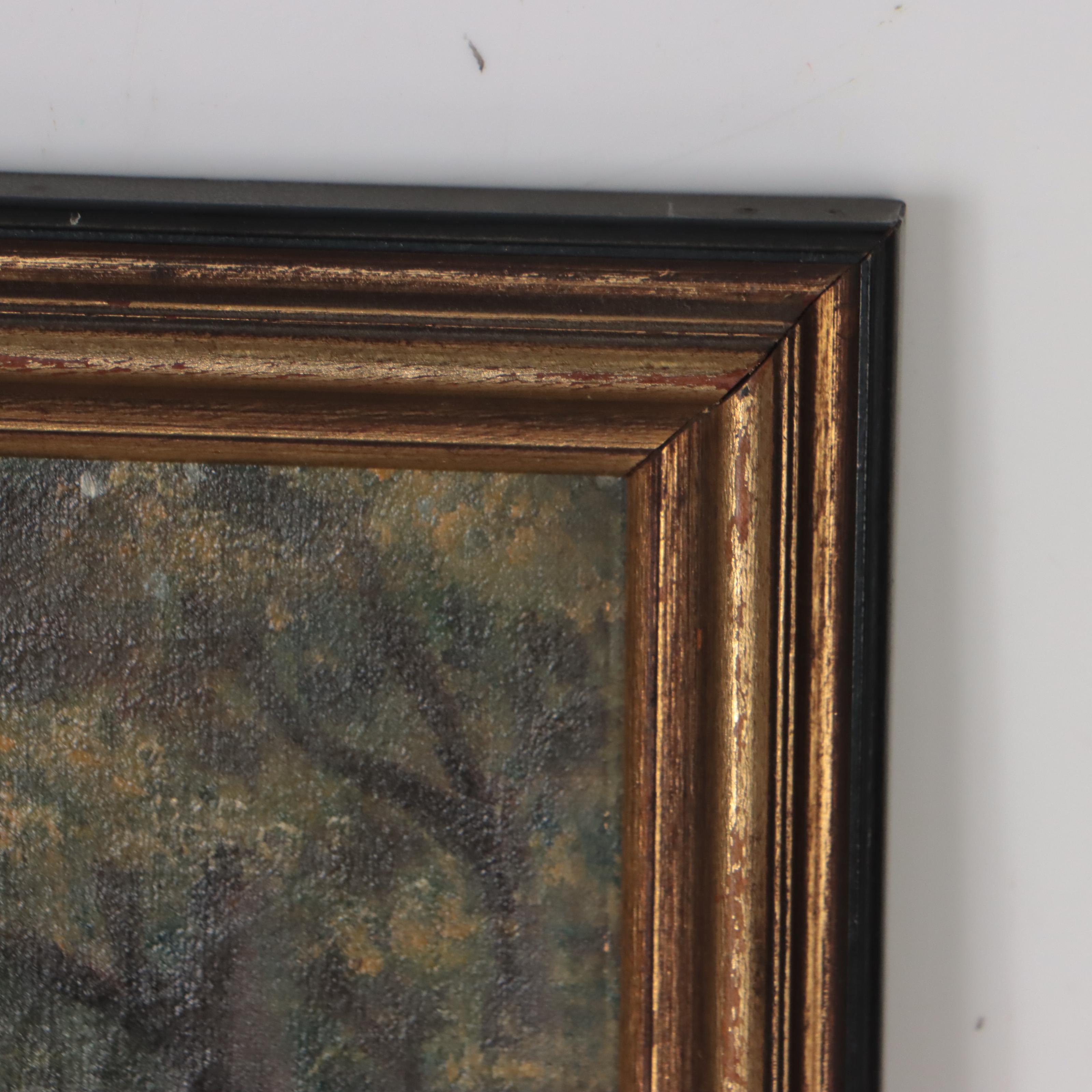 Oil Painting of Girl Walking In Forest Landscape