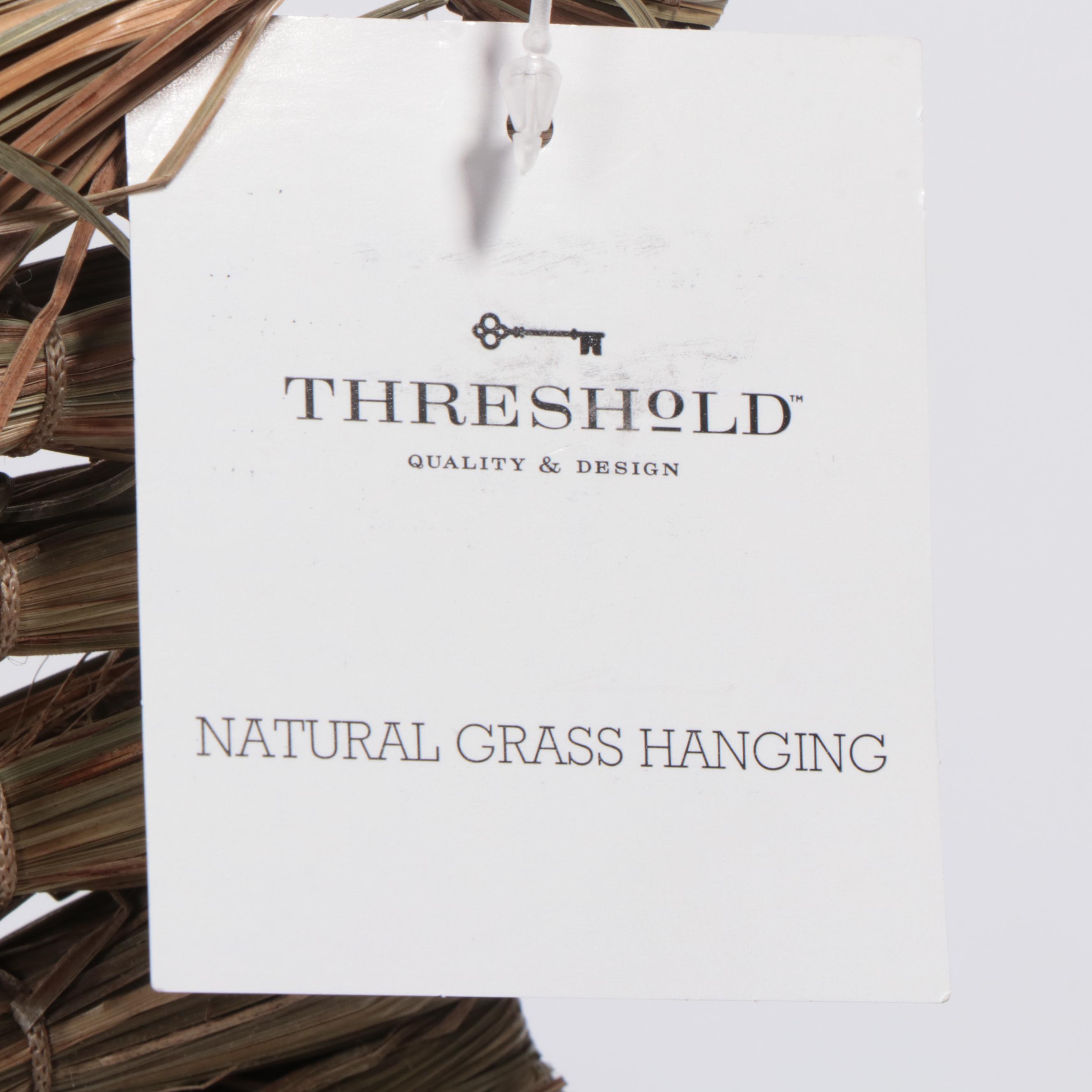 Threshold Routed Wood Wall Shelf, "Life is Beautiful" Canvas, and Grass Décor