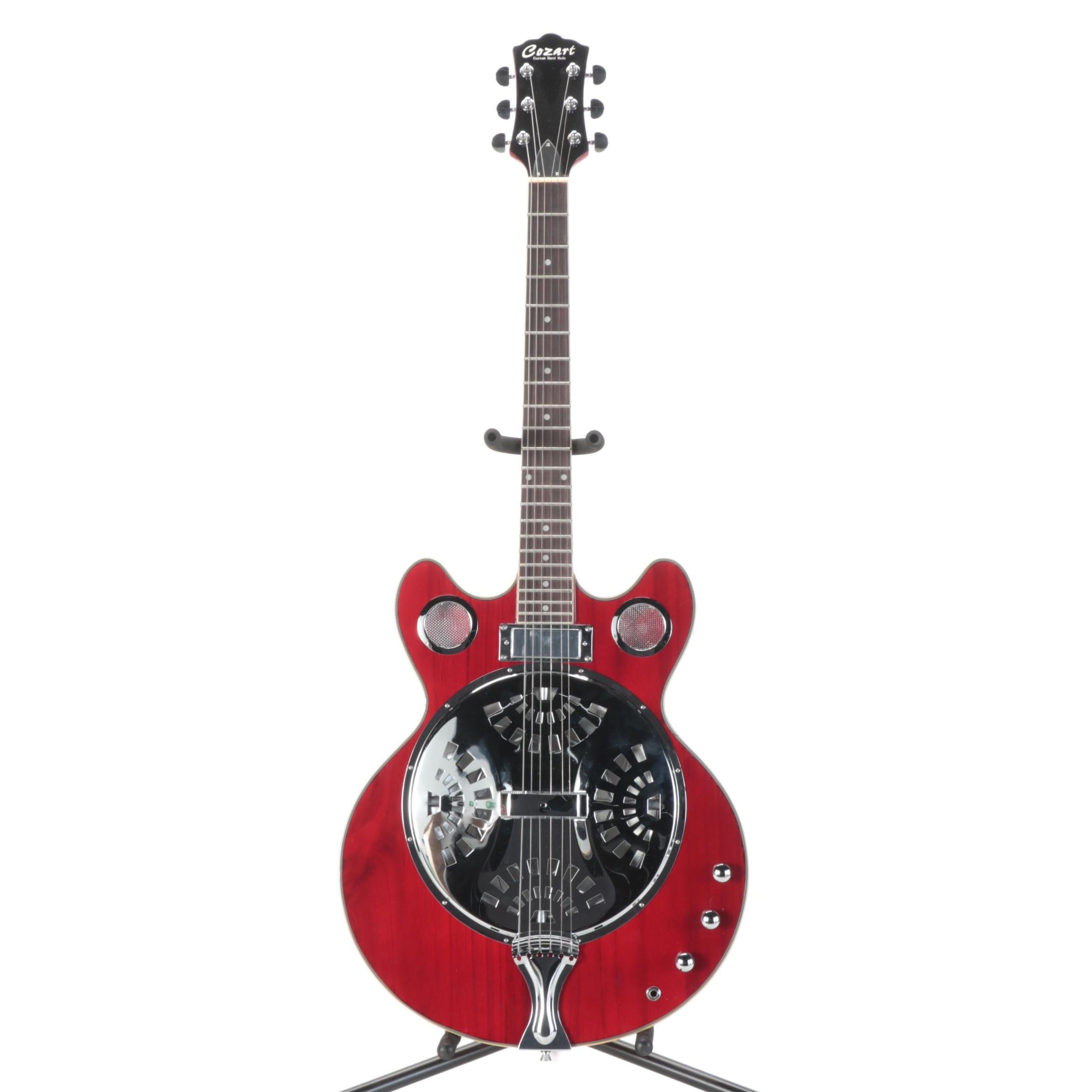 Cozart Cherry Red Finish Six-String Electric Resonator Guitar with Case