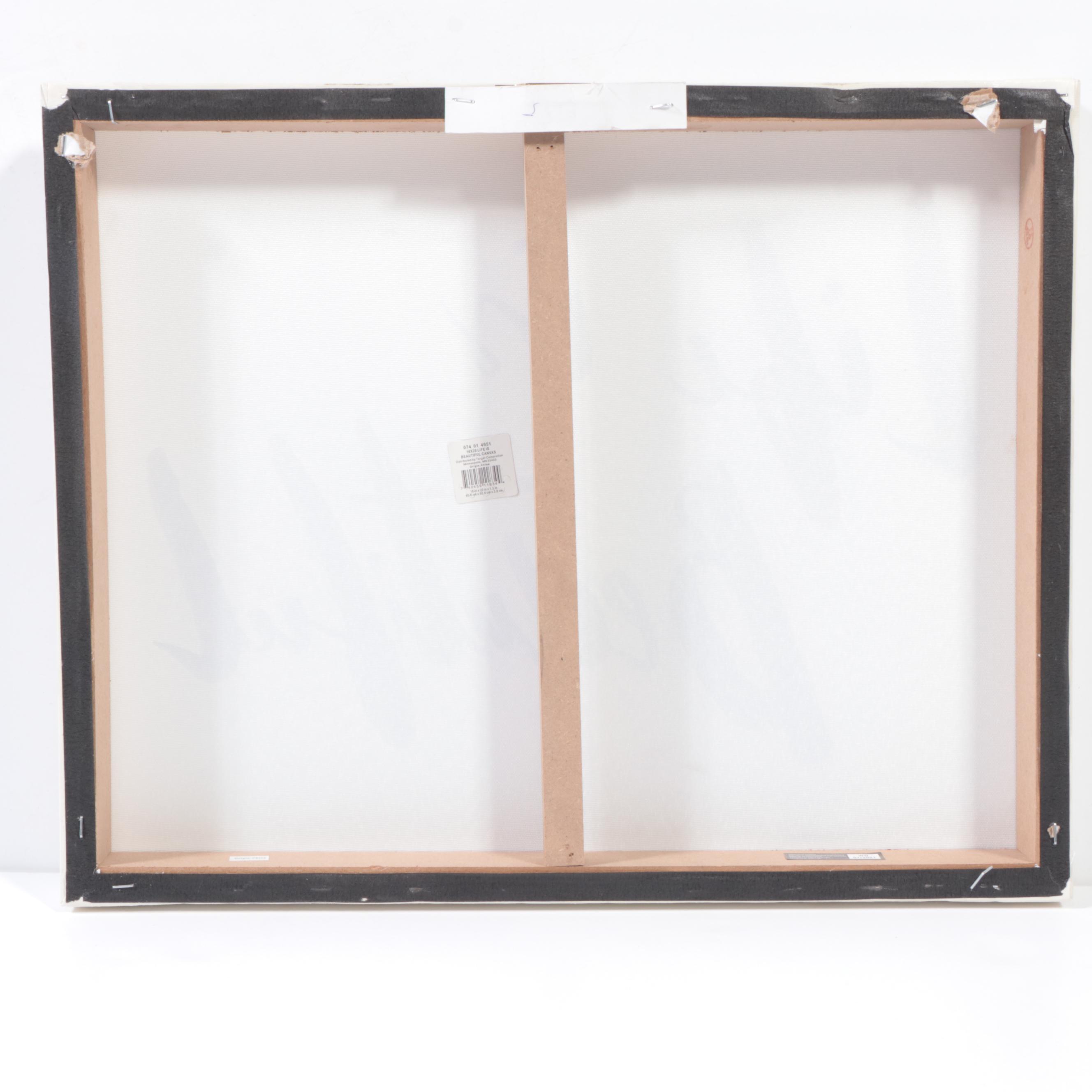 Threshold Routed Wood Wall Shelf, "Life is Beautiful" Canvas, and Grass Décor