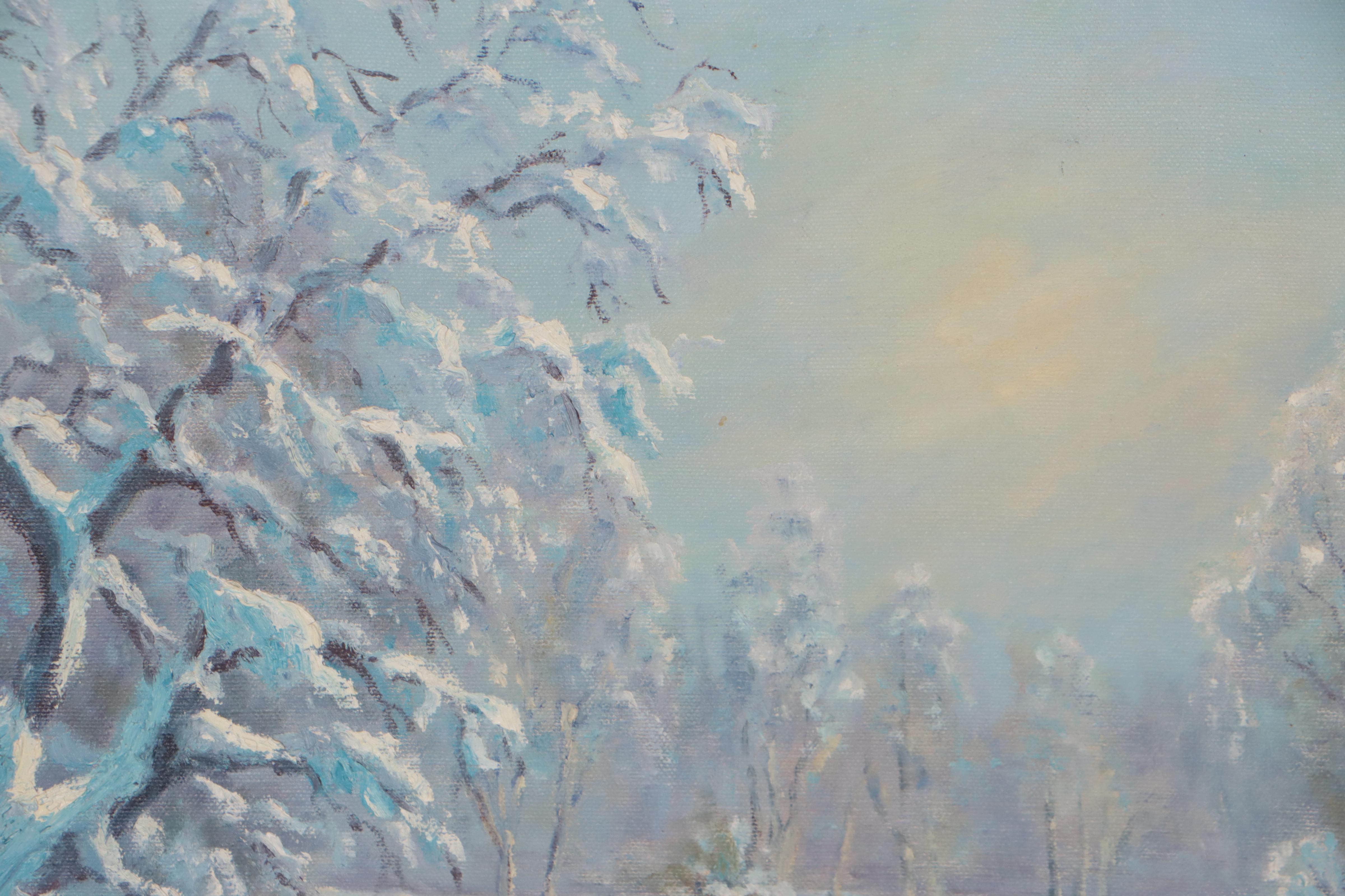 Oil Painting of Snowy Landscape, 1969