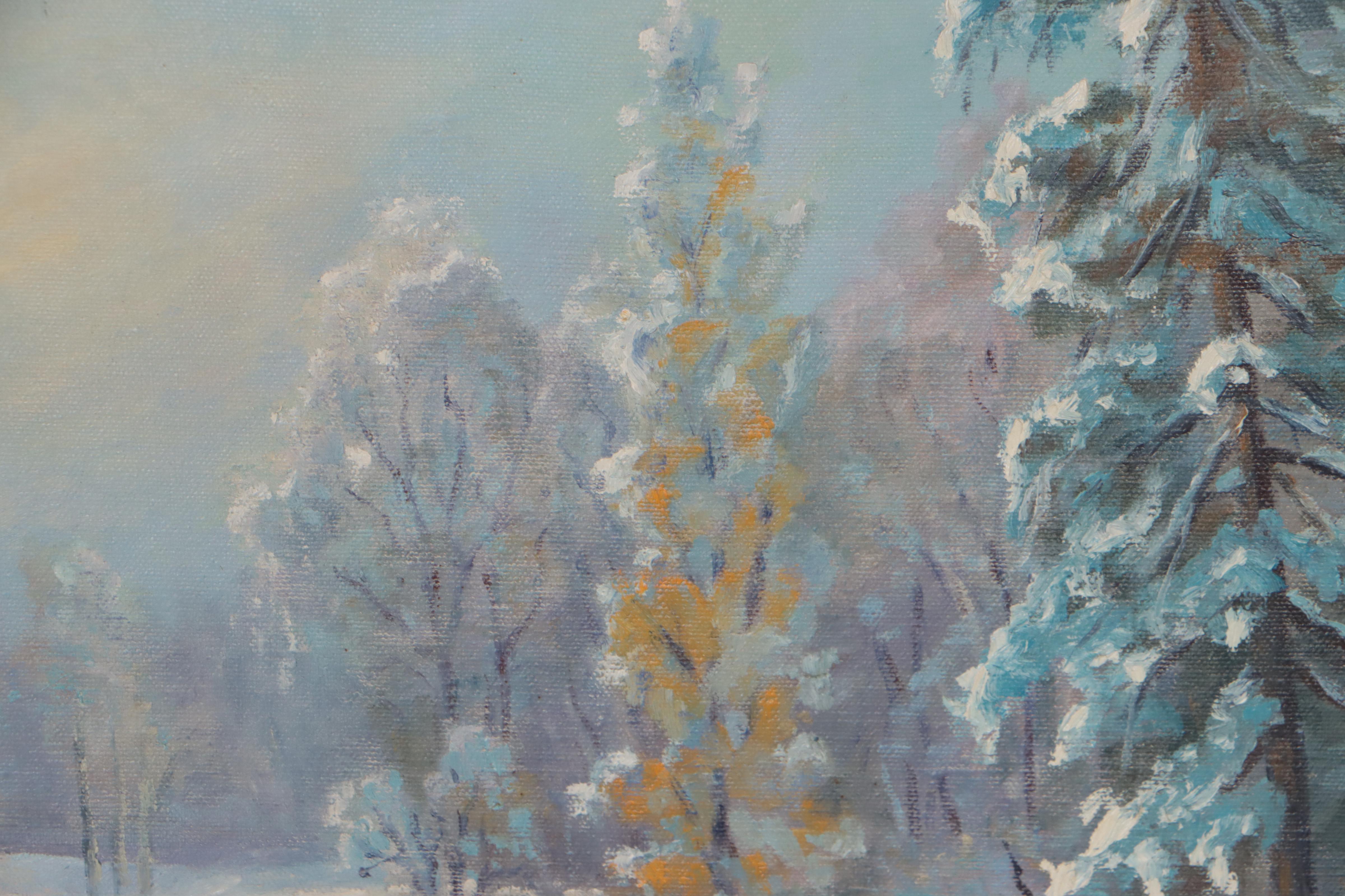 Oil Painting of Snowy Landscape, 1969