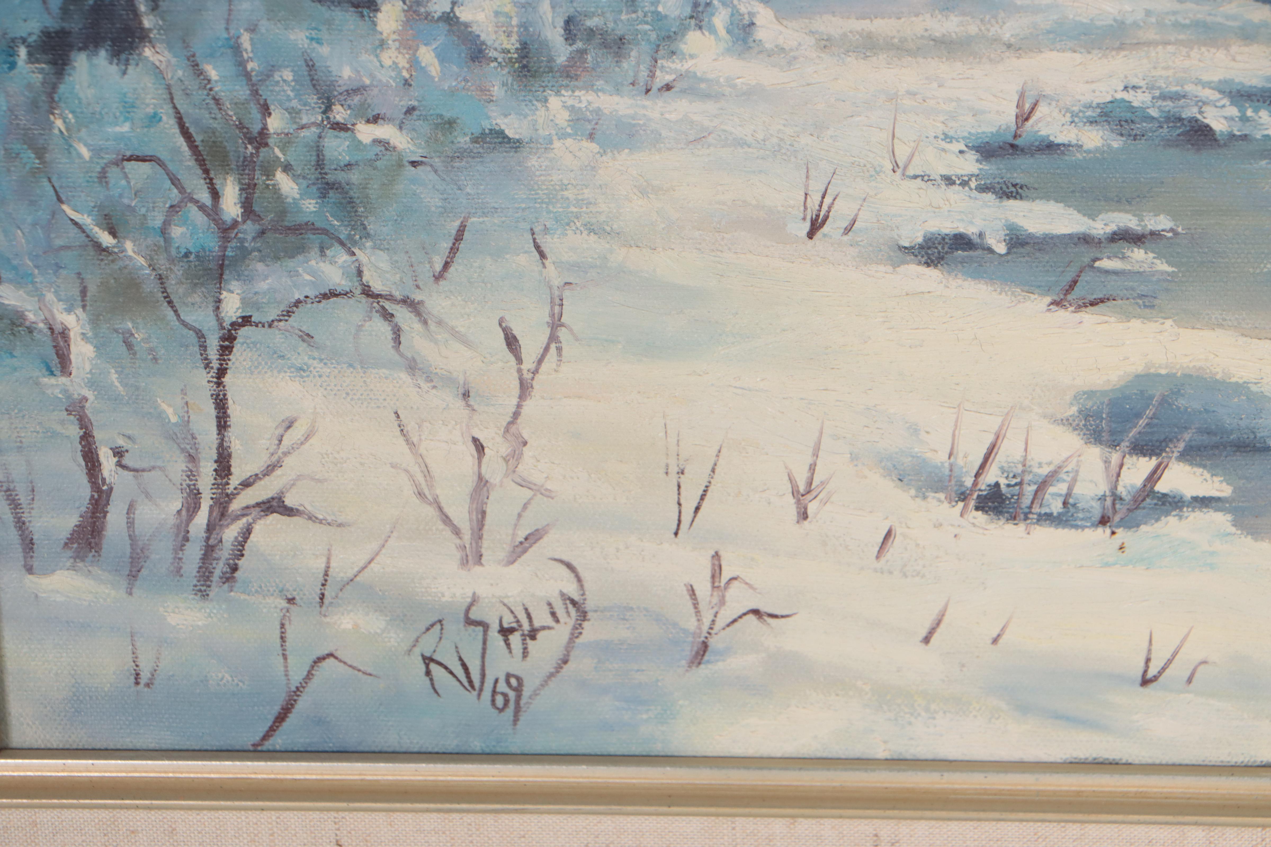Oil Painting of Snowy Landscape, 1969