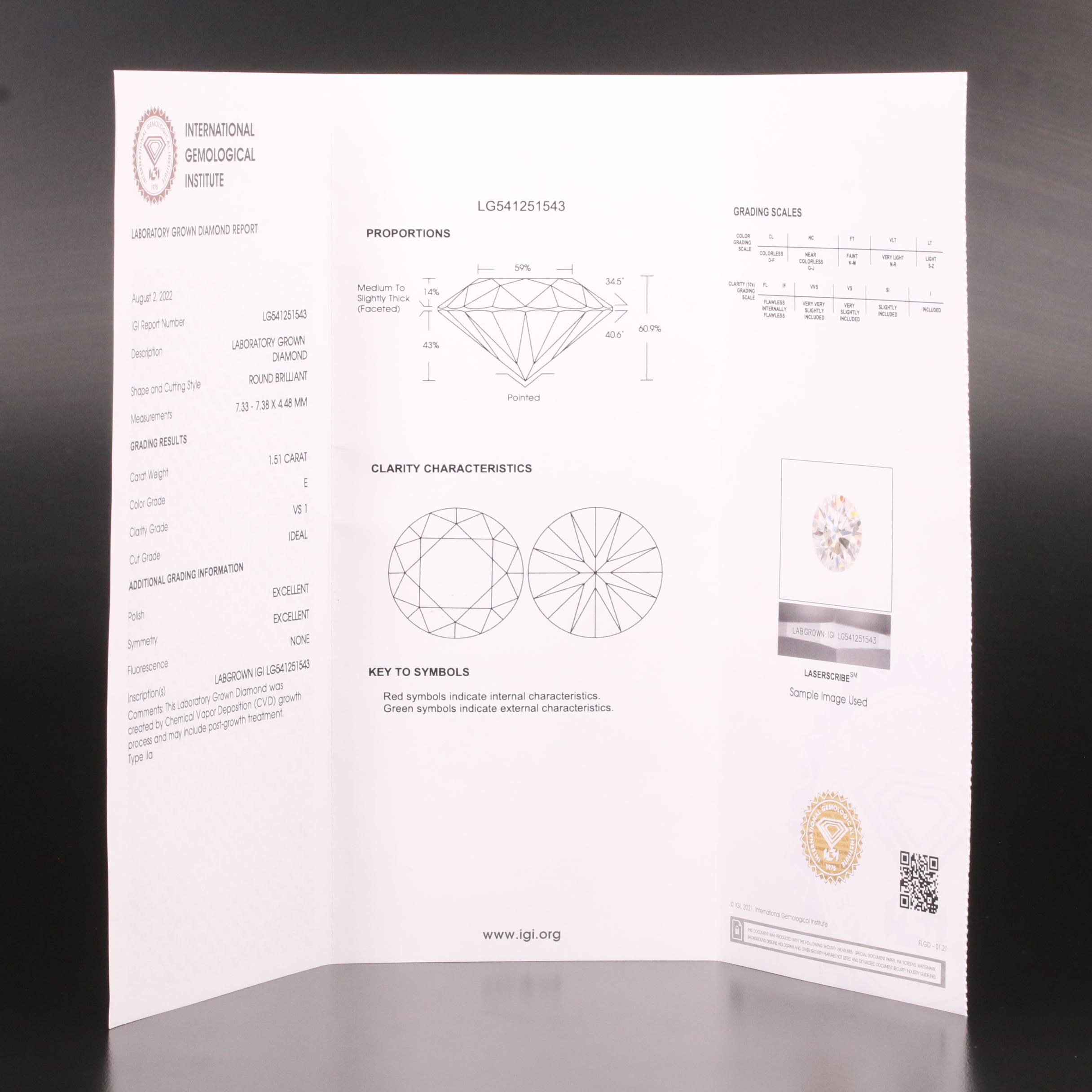 Platinum 3.05 CTW Lab Grown Diamond Stud Earrings with IGI Reports