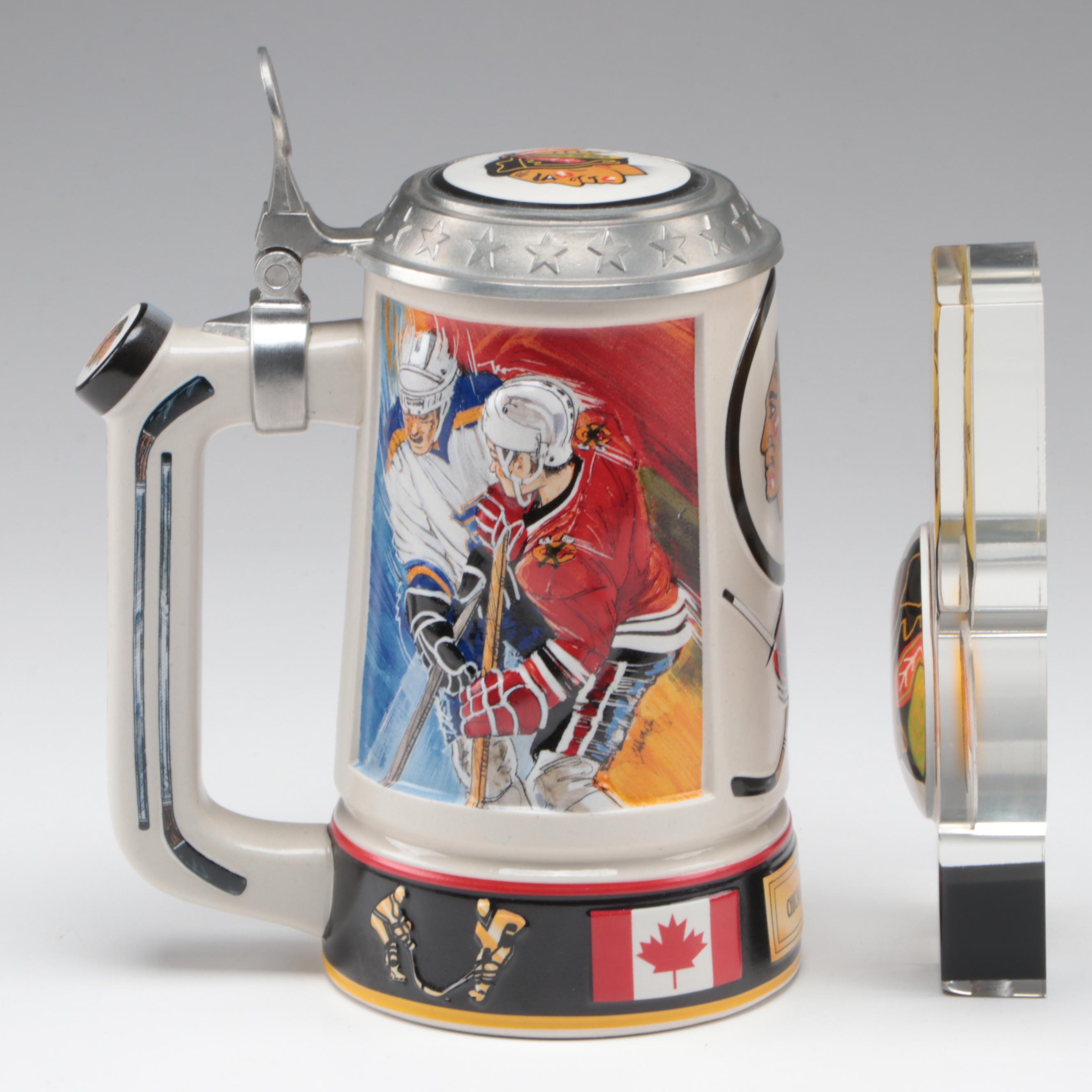 Bud-Light NHL Chicago Blackhawks Ceramic Stein with Miller Light Tap Handle
