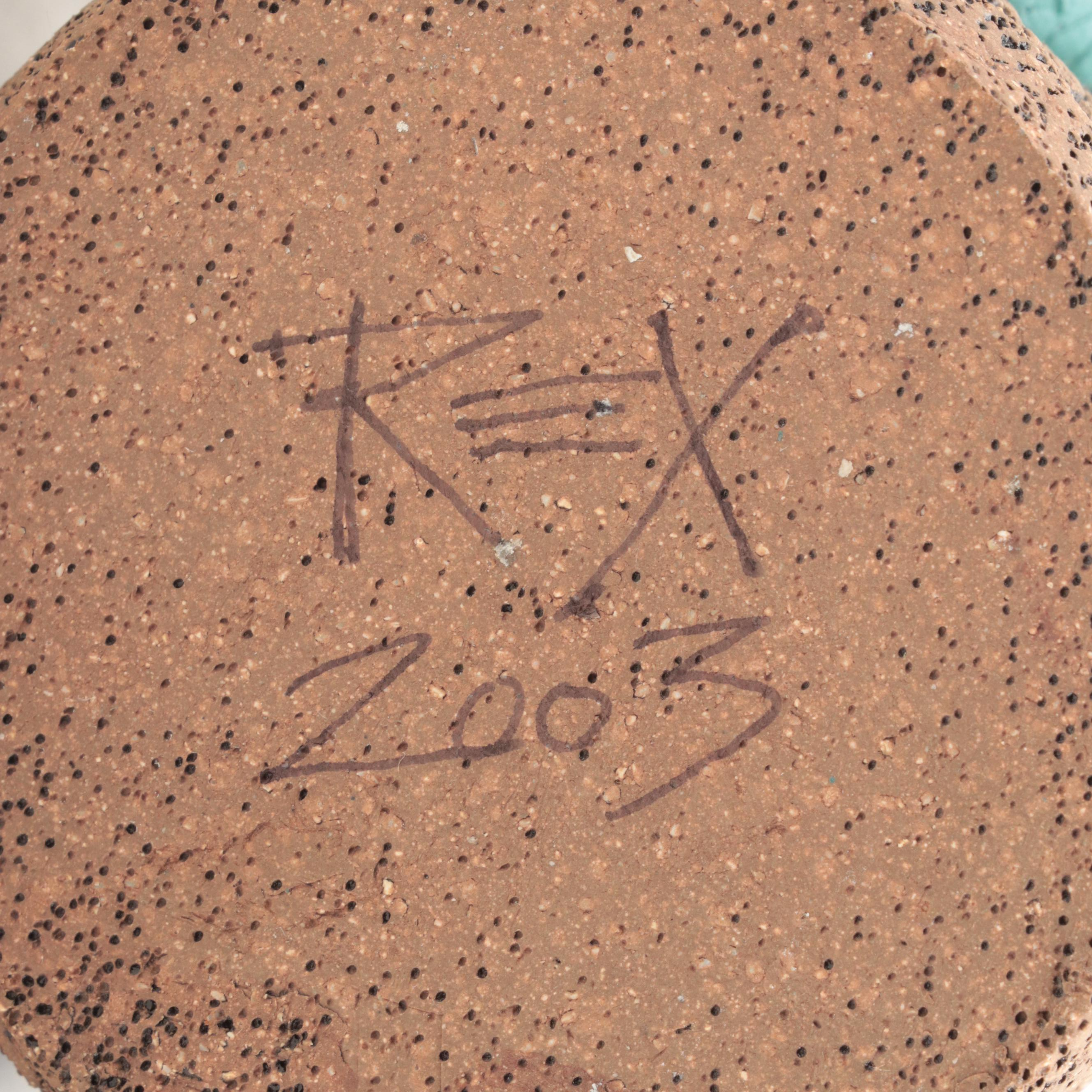 Signed Rex Benson Stoneware Cowboy Vase and Wall Pocket