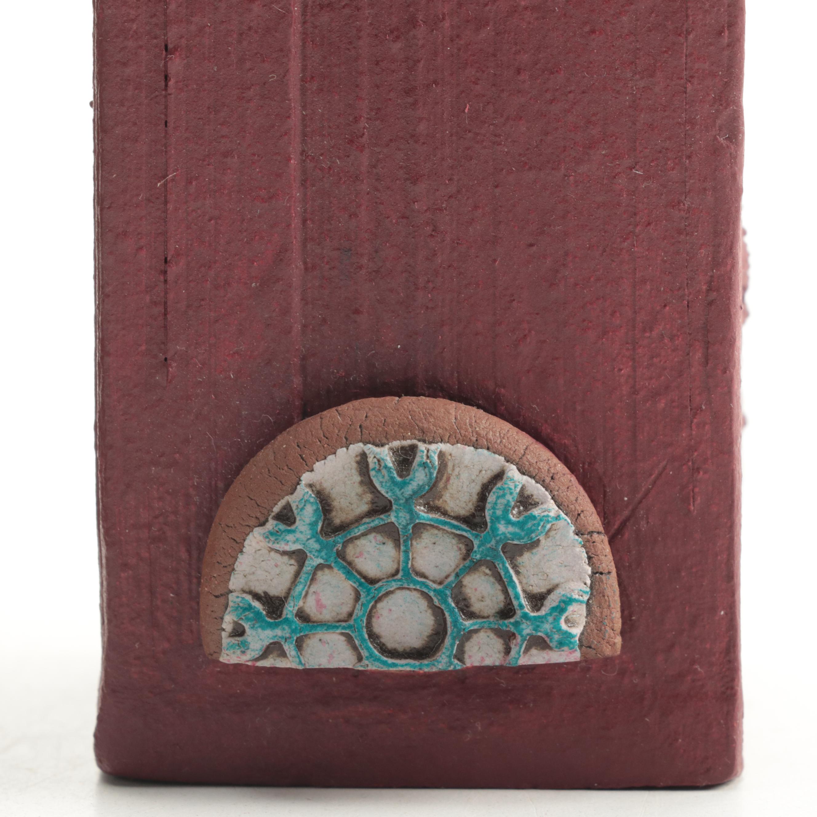 Signed Rex Benson Stoneware Cowboy Vase and Wall Pocket