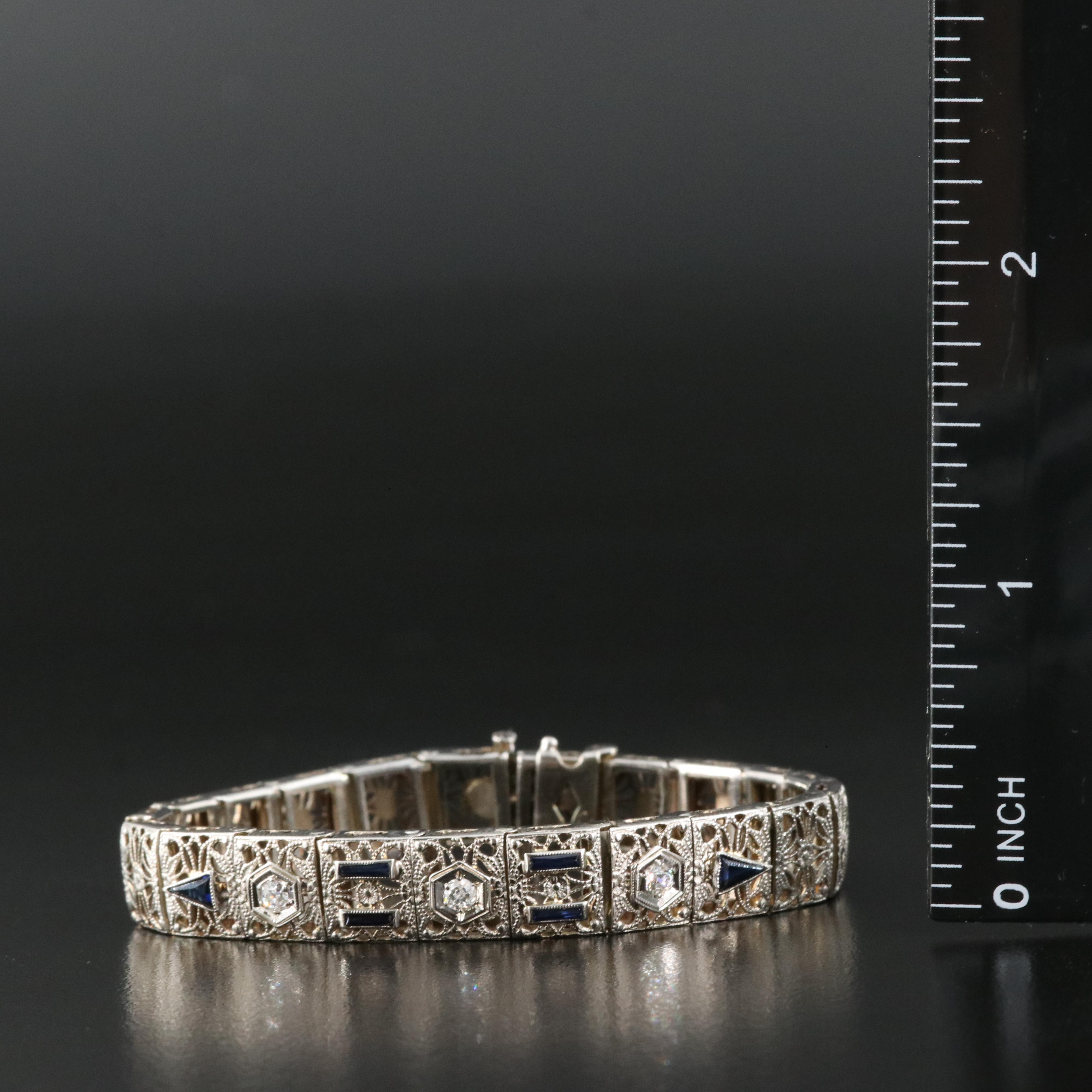 14K Sapphire and Diamond Filigree Bracelet