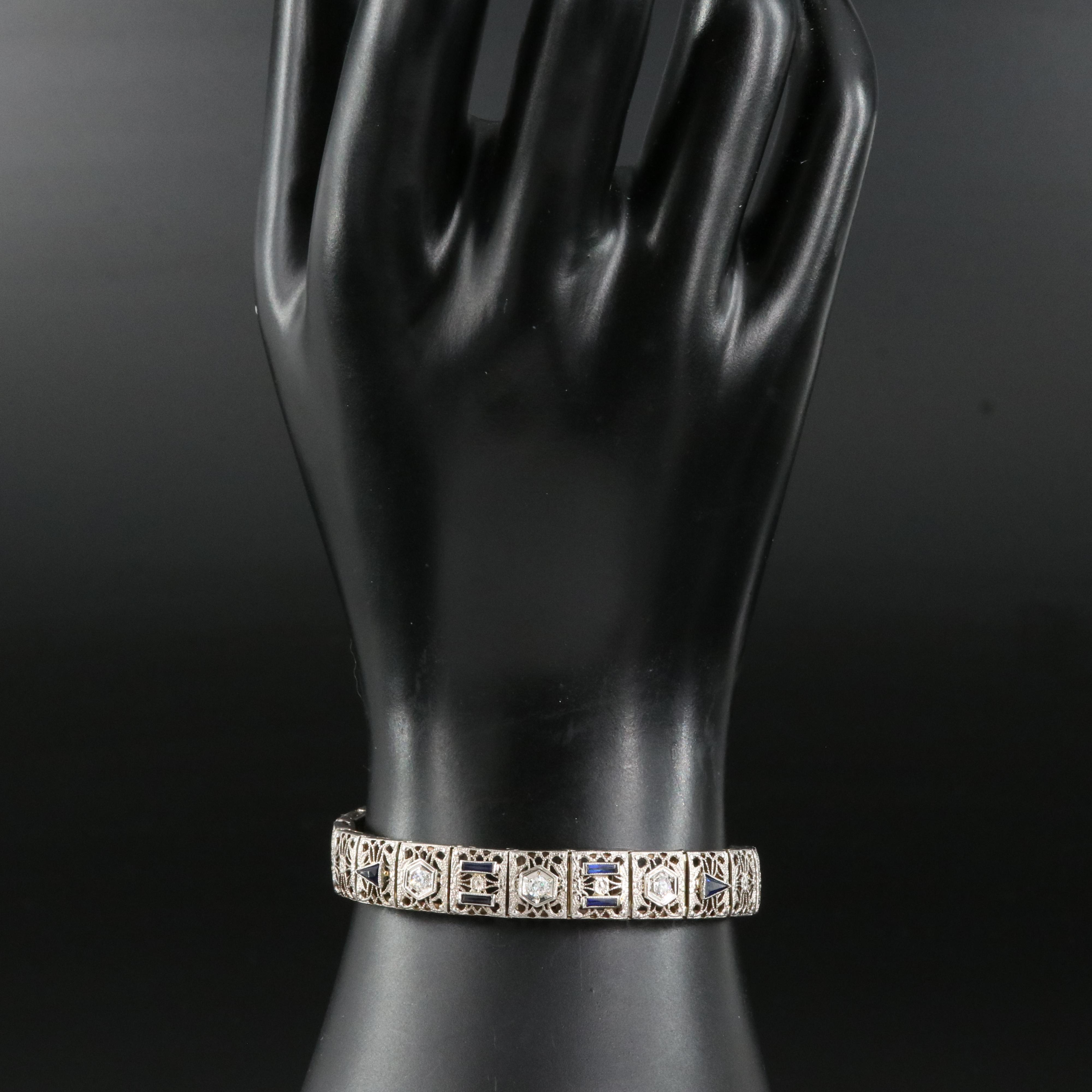 14K Sapphire and Diamond Filigree Bracelet