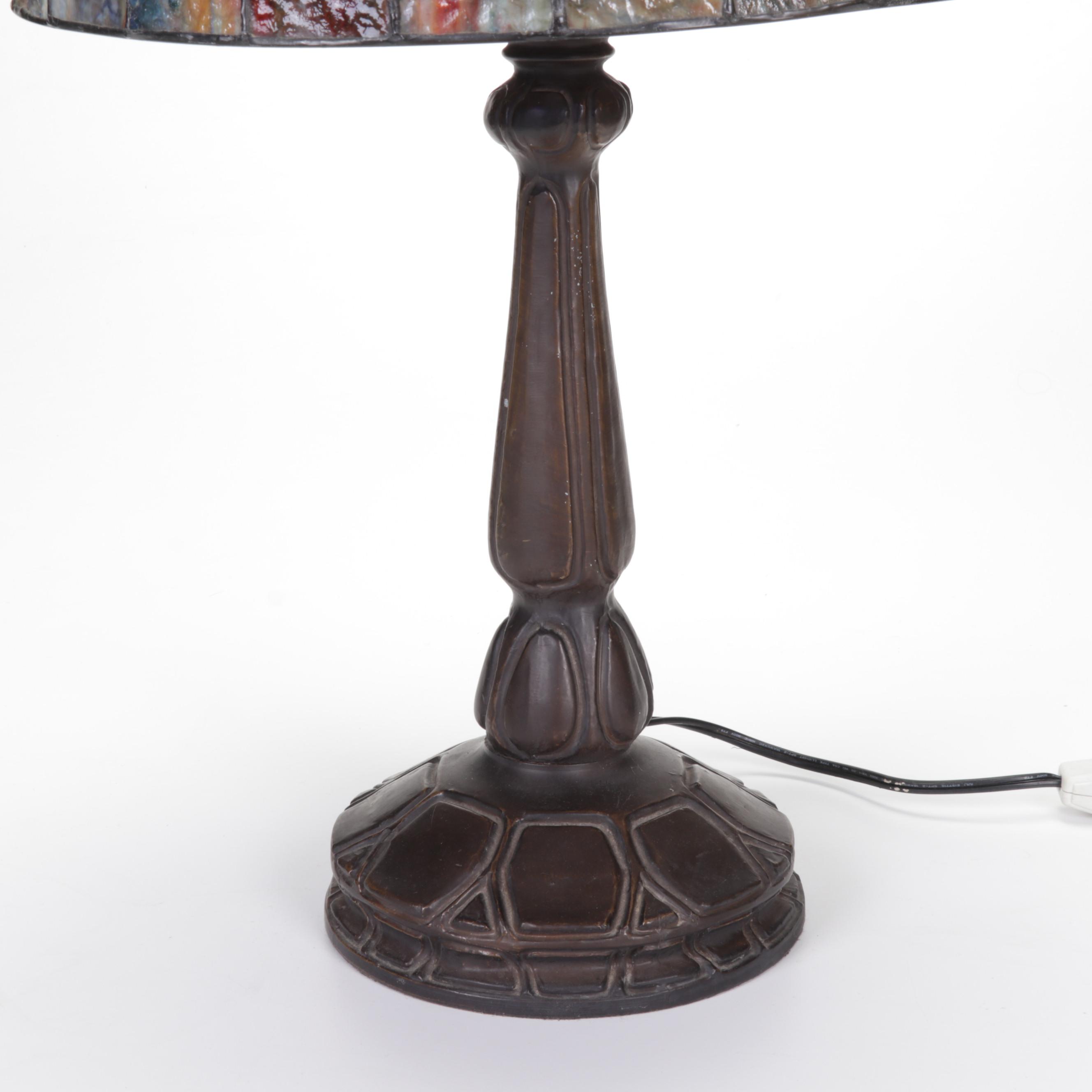 Arts and Crafts Style Slag Glass Table Lamp