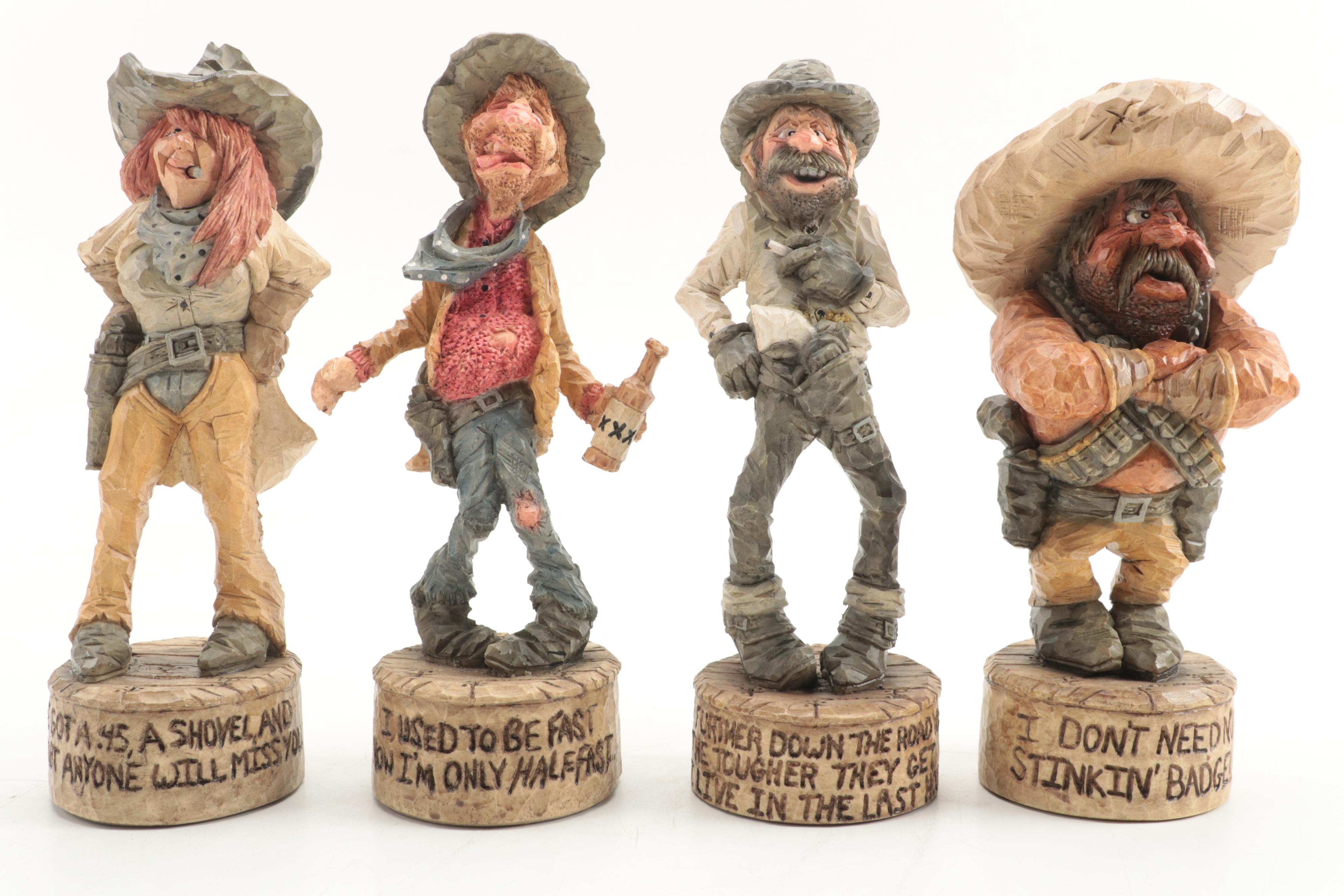 Chris Hammack for Spit 'N' Whittle Resin Cowboy and Cowgirl Figurines