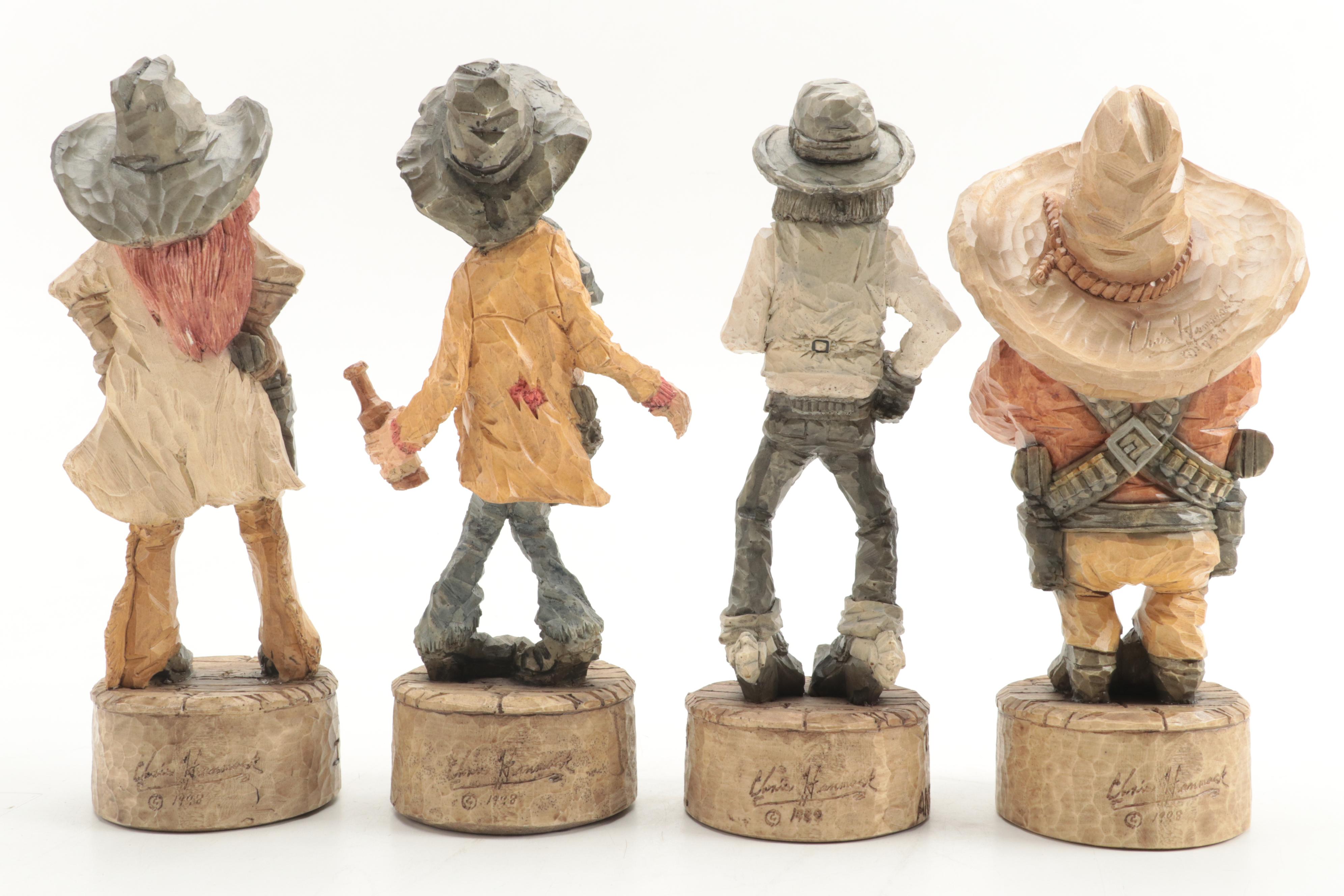 Chris Hammack for Spit 'N' Whittle Resin Cowboy and Cowgirl Figurines