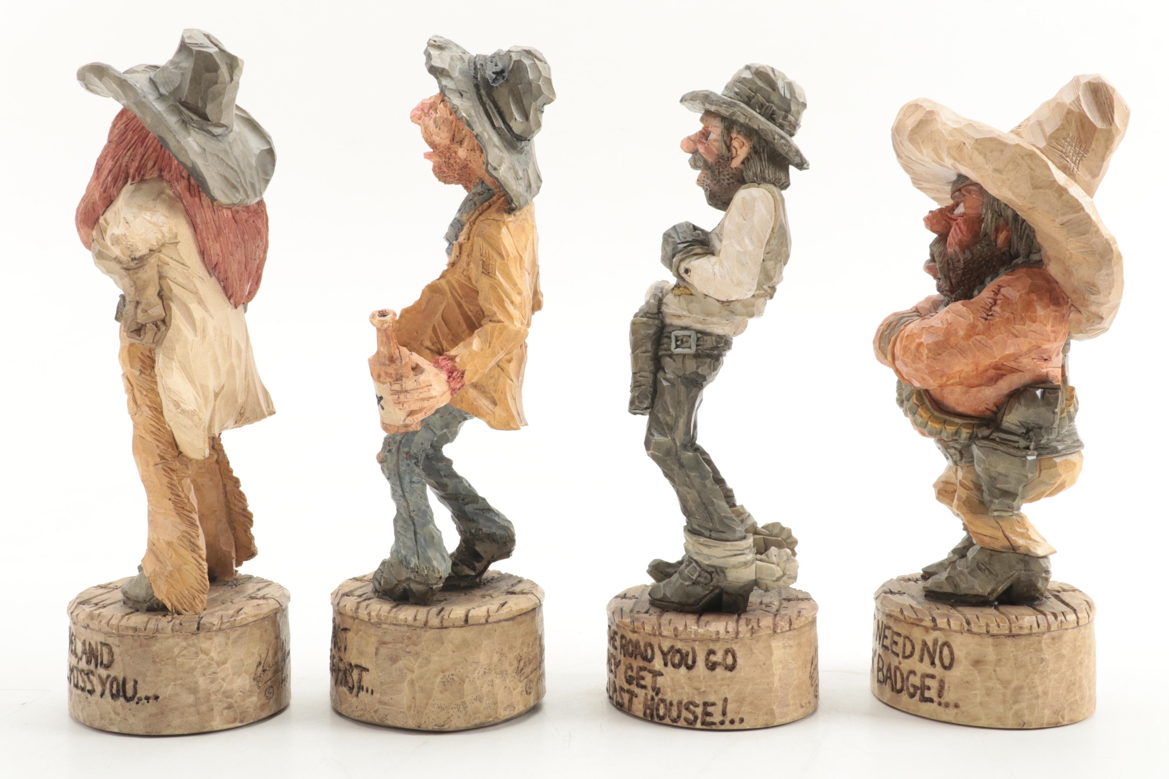 Chris Hammack for Spit 'N' Whittle Resin Cowboy and Cowgirl Figurines
