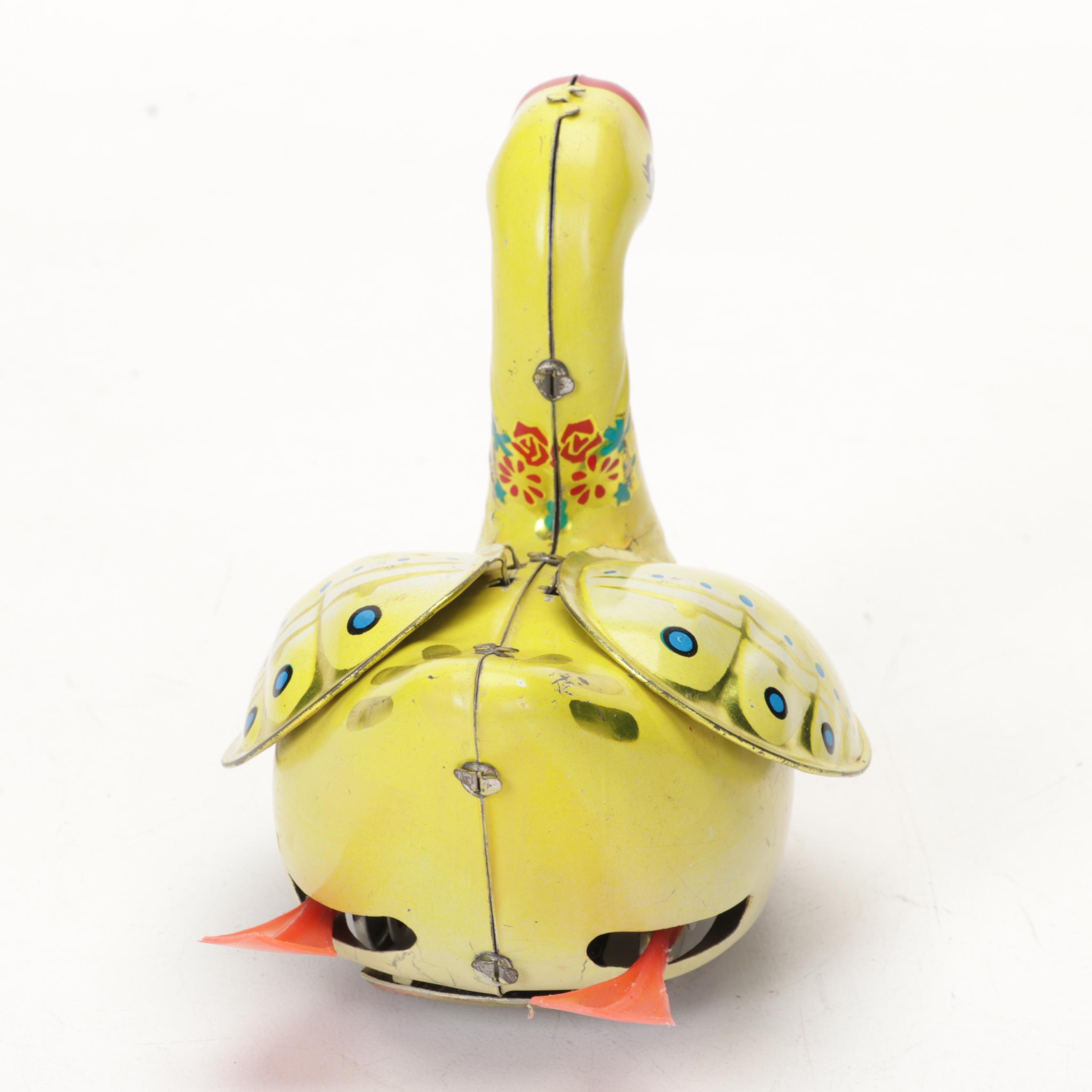 Tin Litho Wind-Up Toy Gosling, Late 20th Century