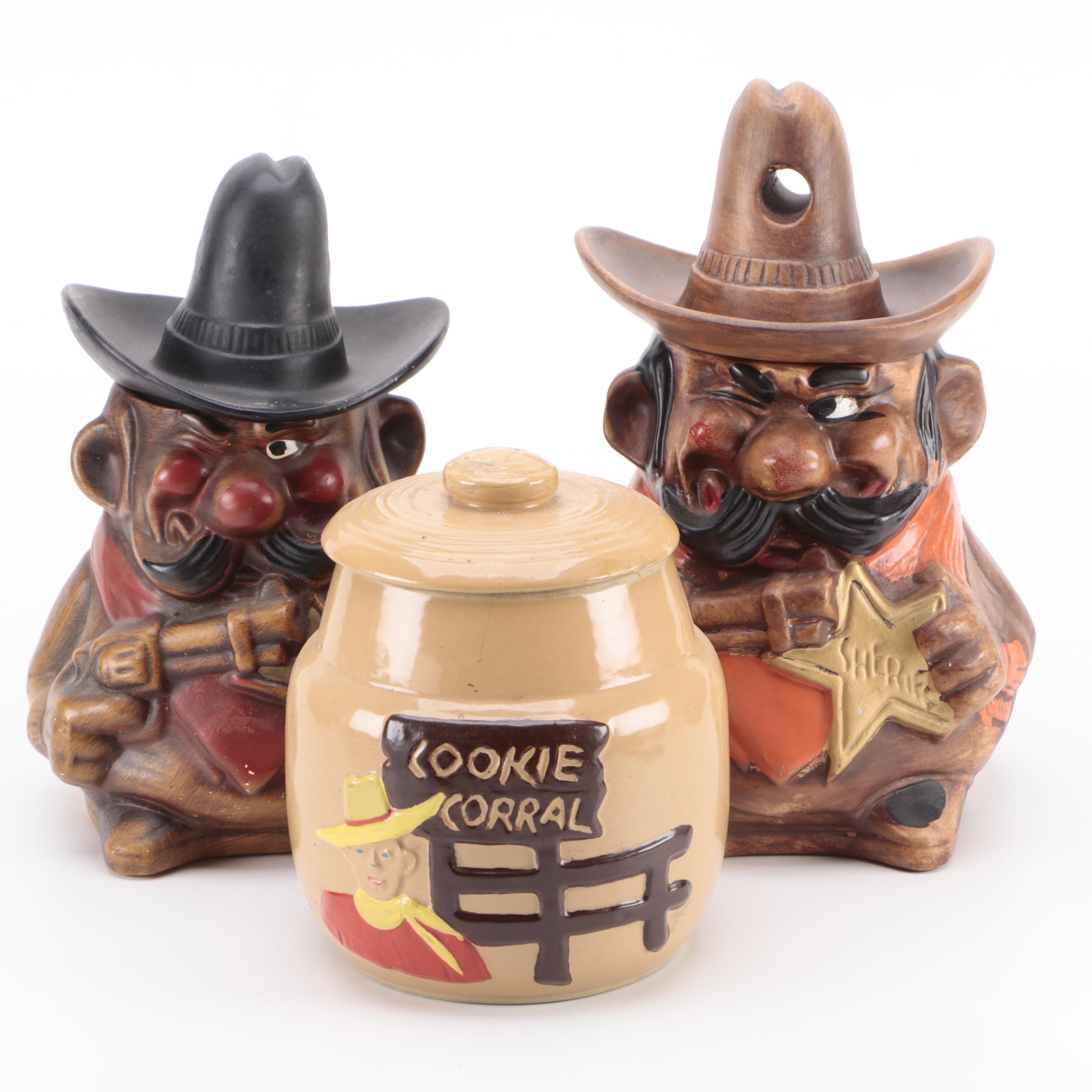 Ceramic and Other Western Themed Cookie Jars, Mid to Late 20th Century