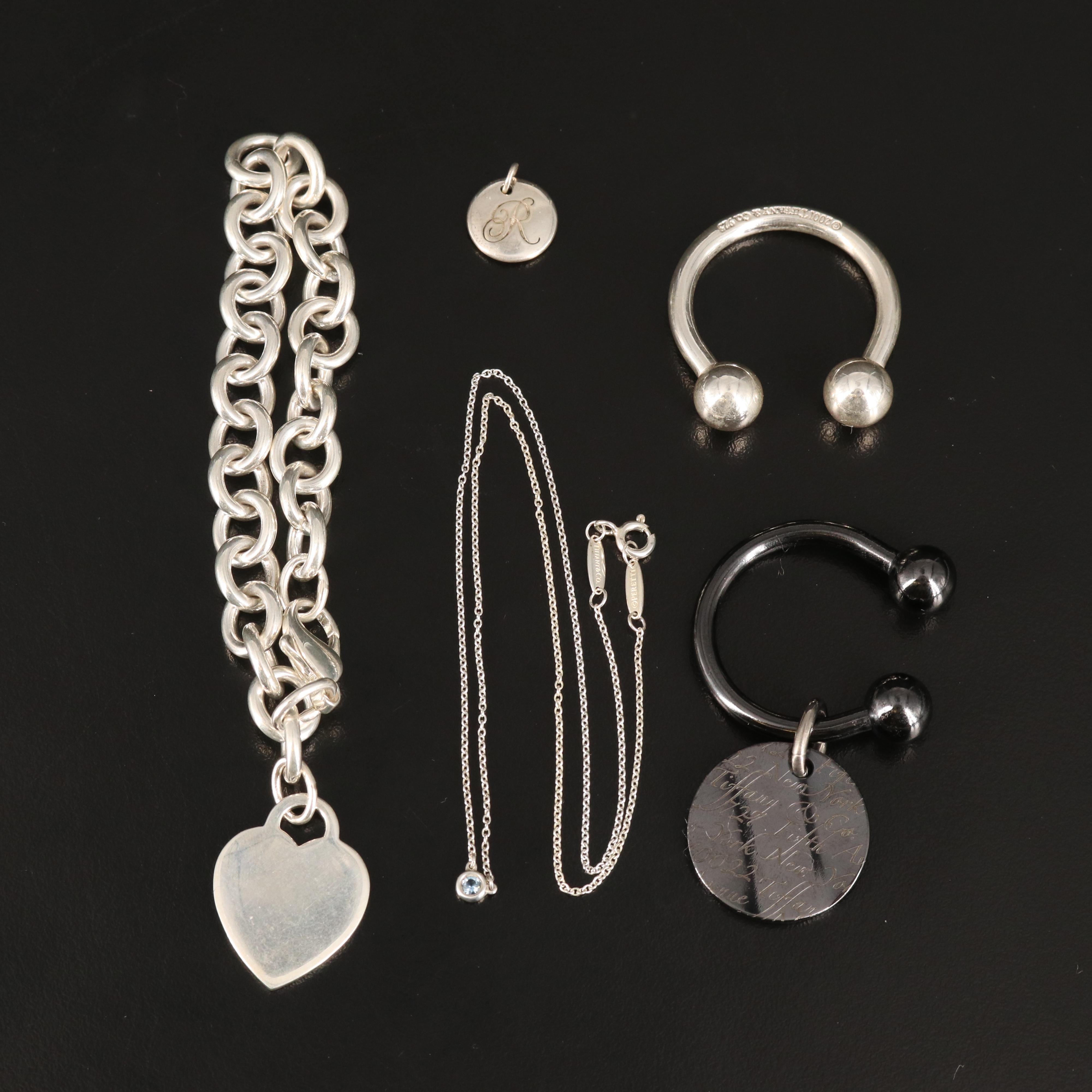Tiffany & Co. Sterling Jewelry and Key Chains Including Aquamarine