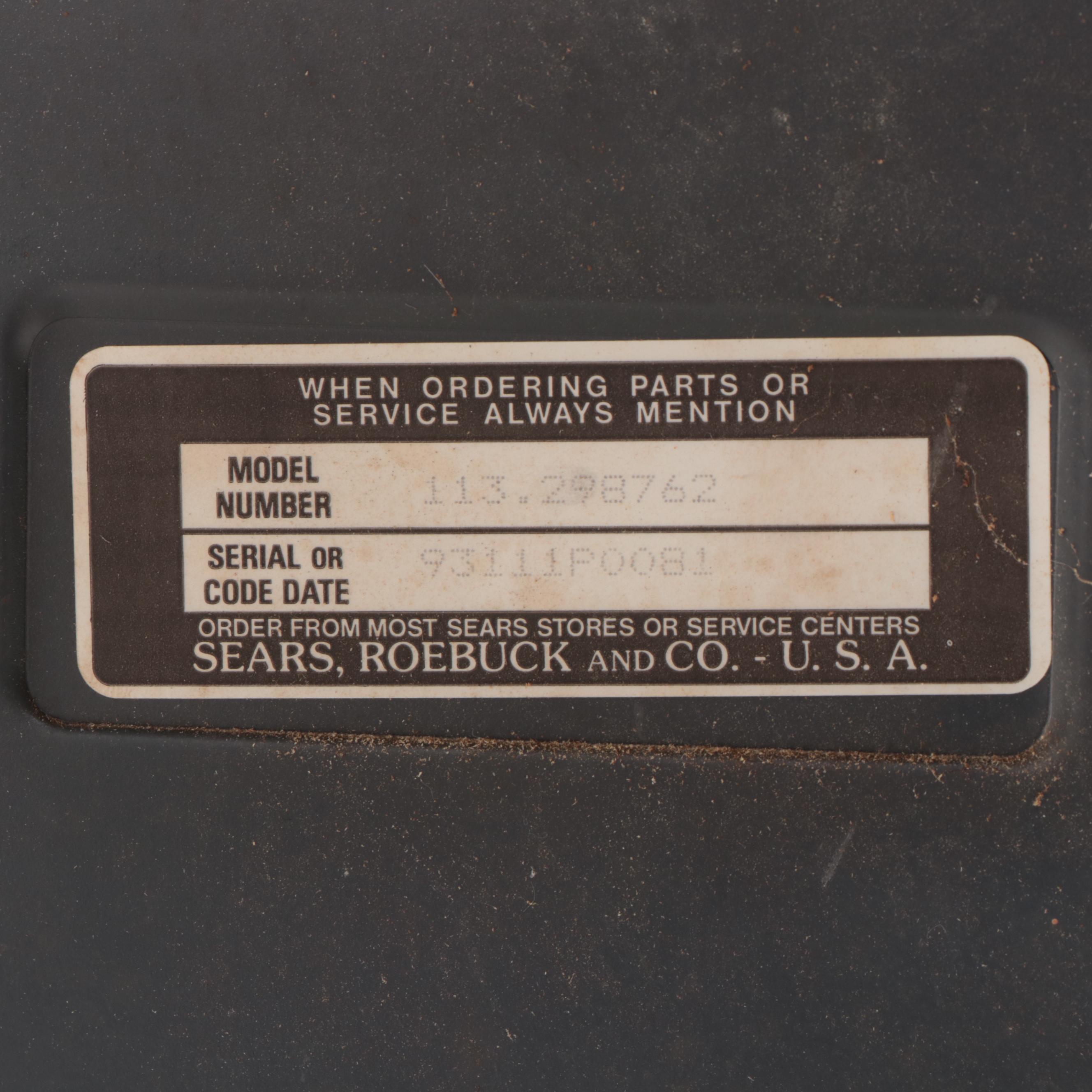 Sears, Roebuck and Co. "Model 113.298762" Table Saw