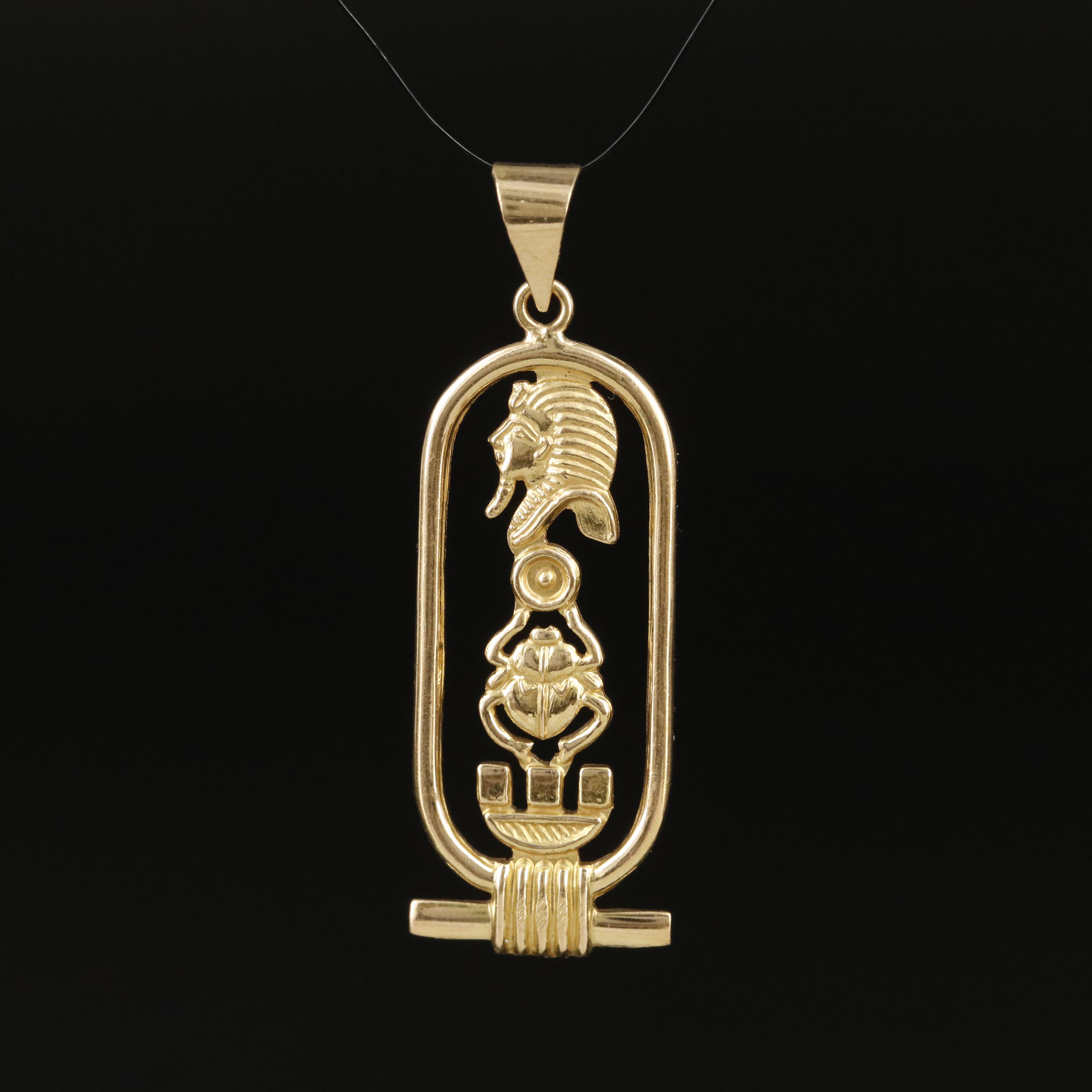 Egyptian 18K Hieroglyphics Pendant
