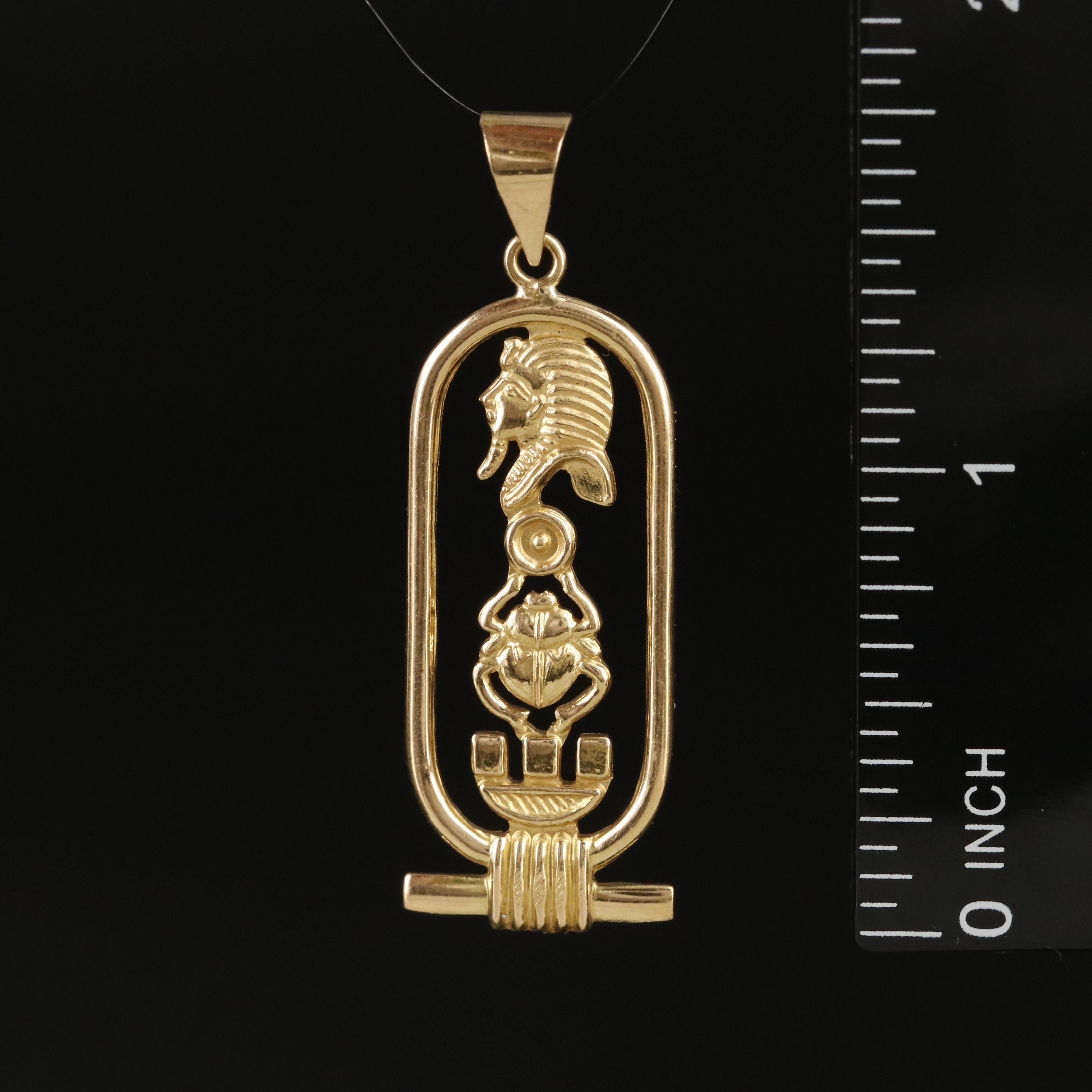 Egyptian 18K Hieroglyphics Pendant