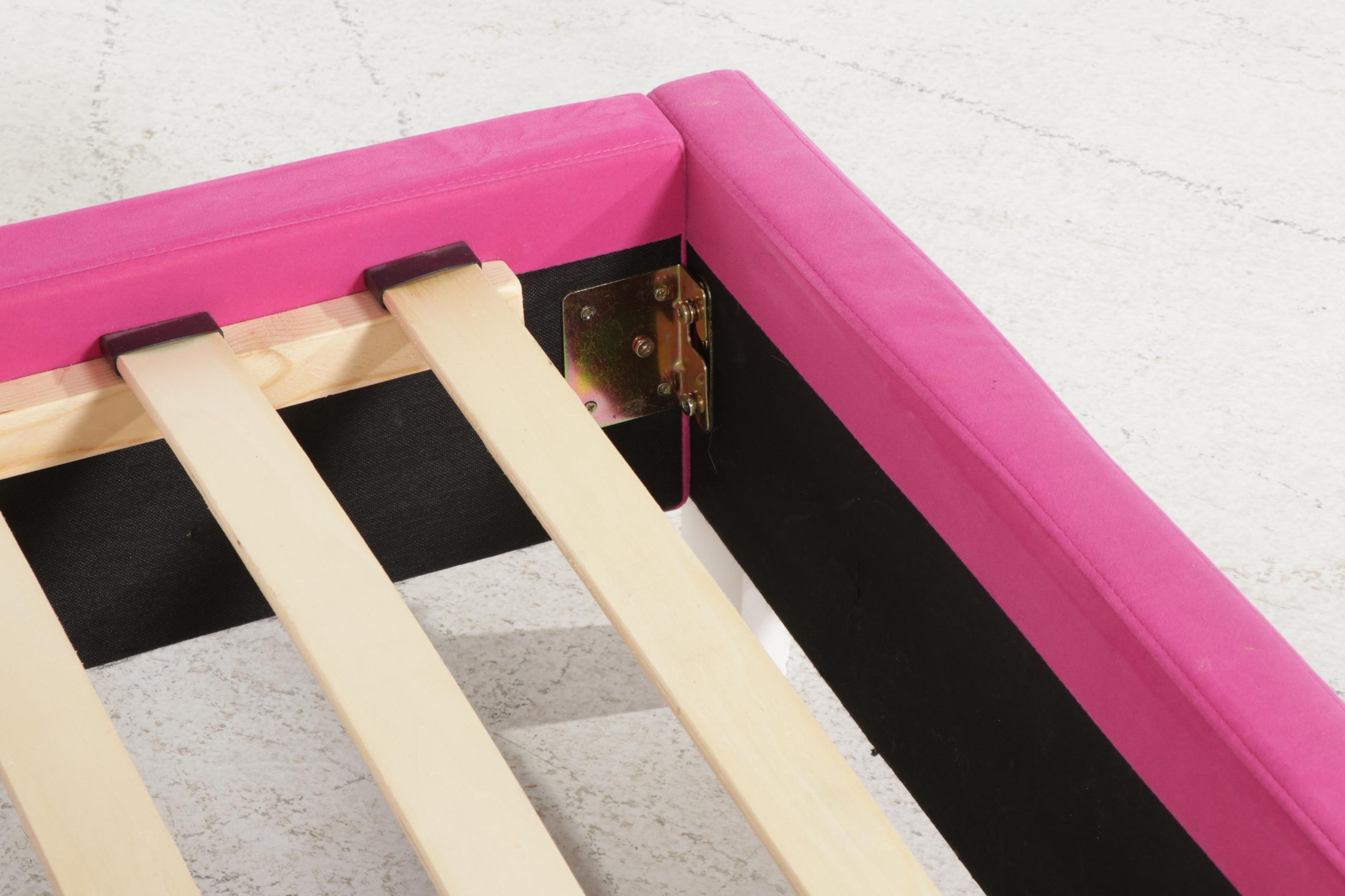 Pink Microfiber Upholstered Queen Size Corner Bed