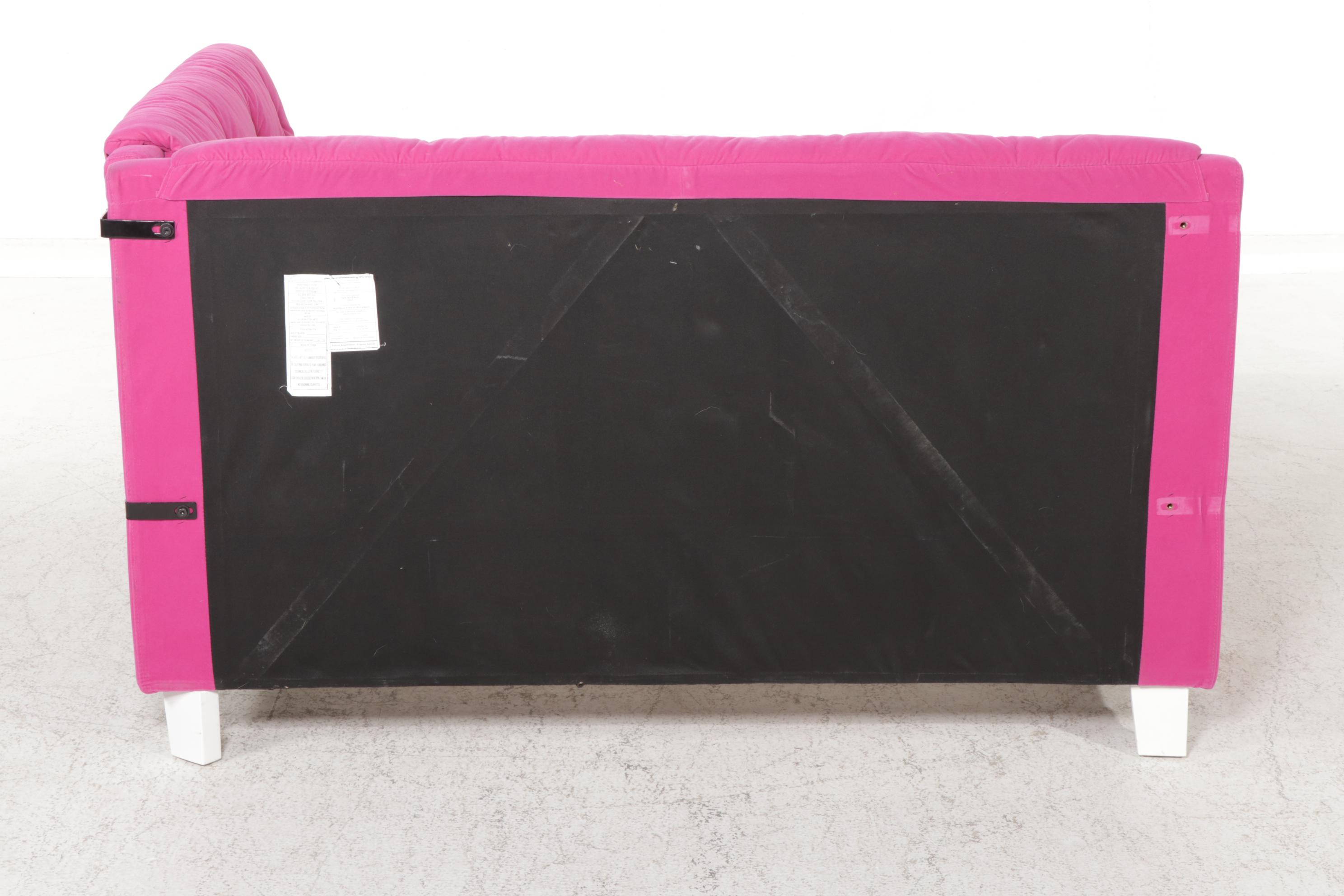 Pink Microfiber Upholstered Queen Size Corner Bed