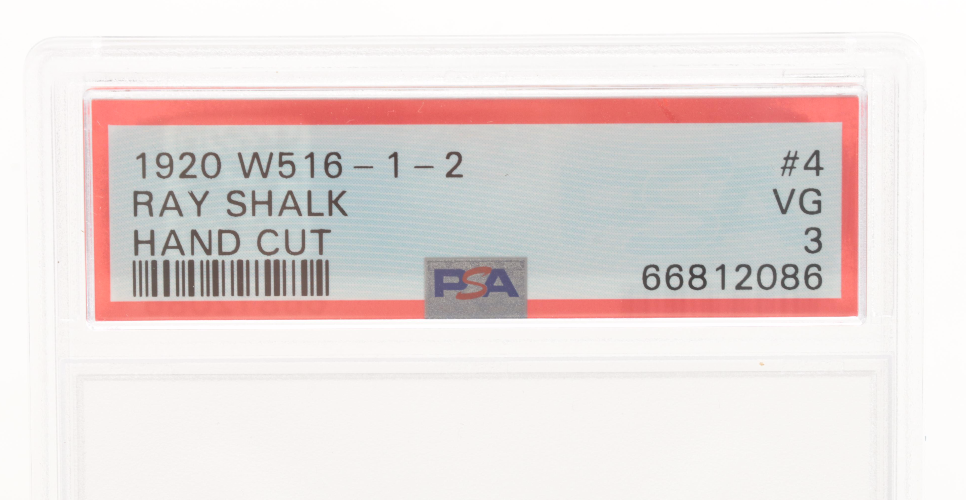 1920 W516-1-2 Ray Shalk #4 Hand Cut Strip Card Graded PSA 3 VG Baseball Card