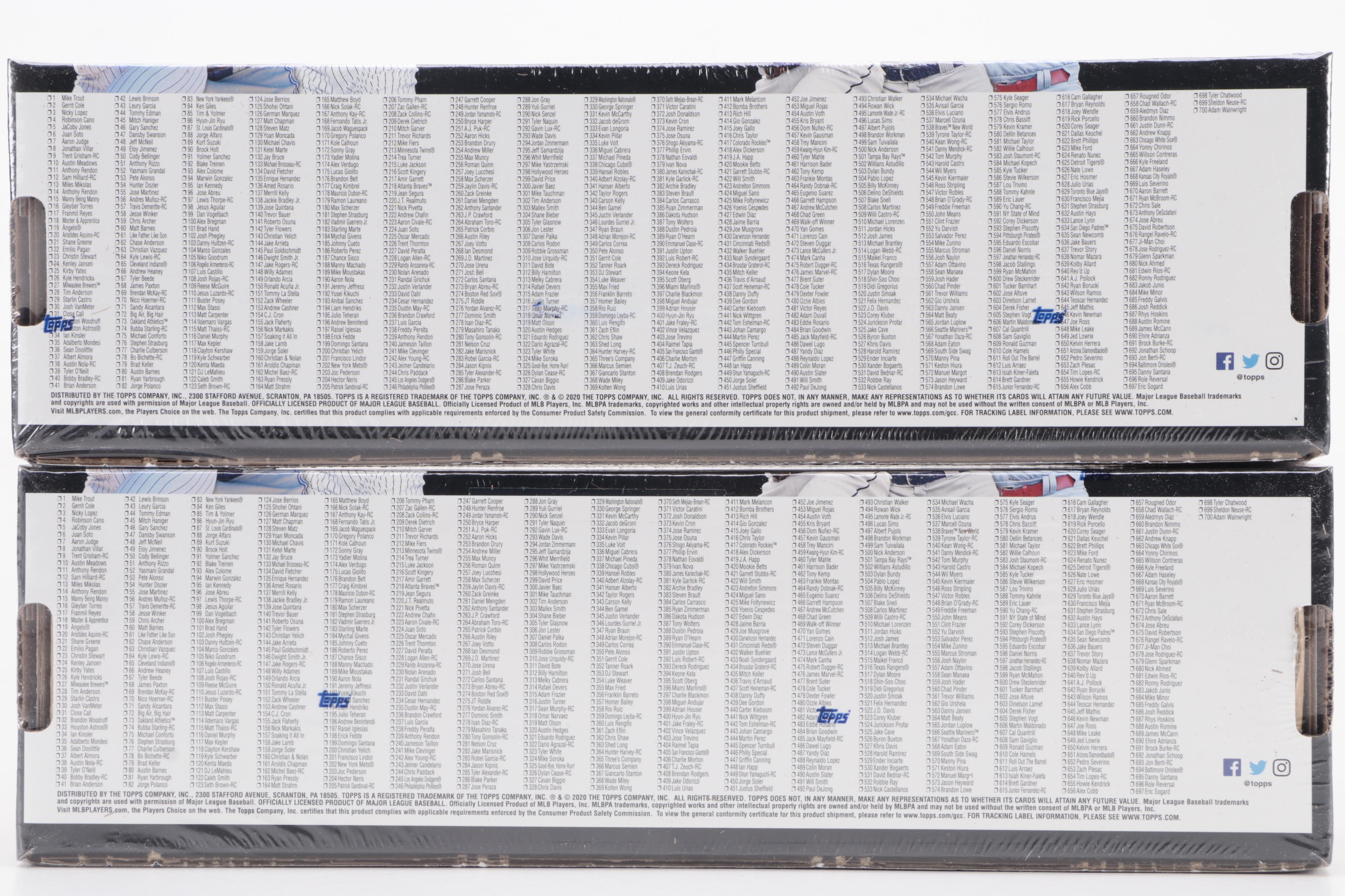 Factory Sealed 2020 Topps Baseball Cards Complete Sets