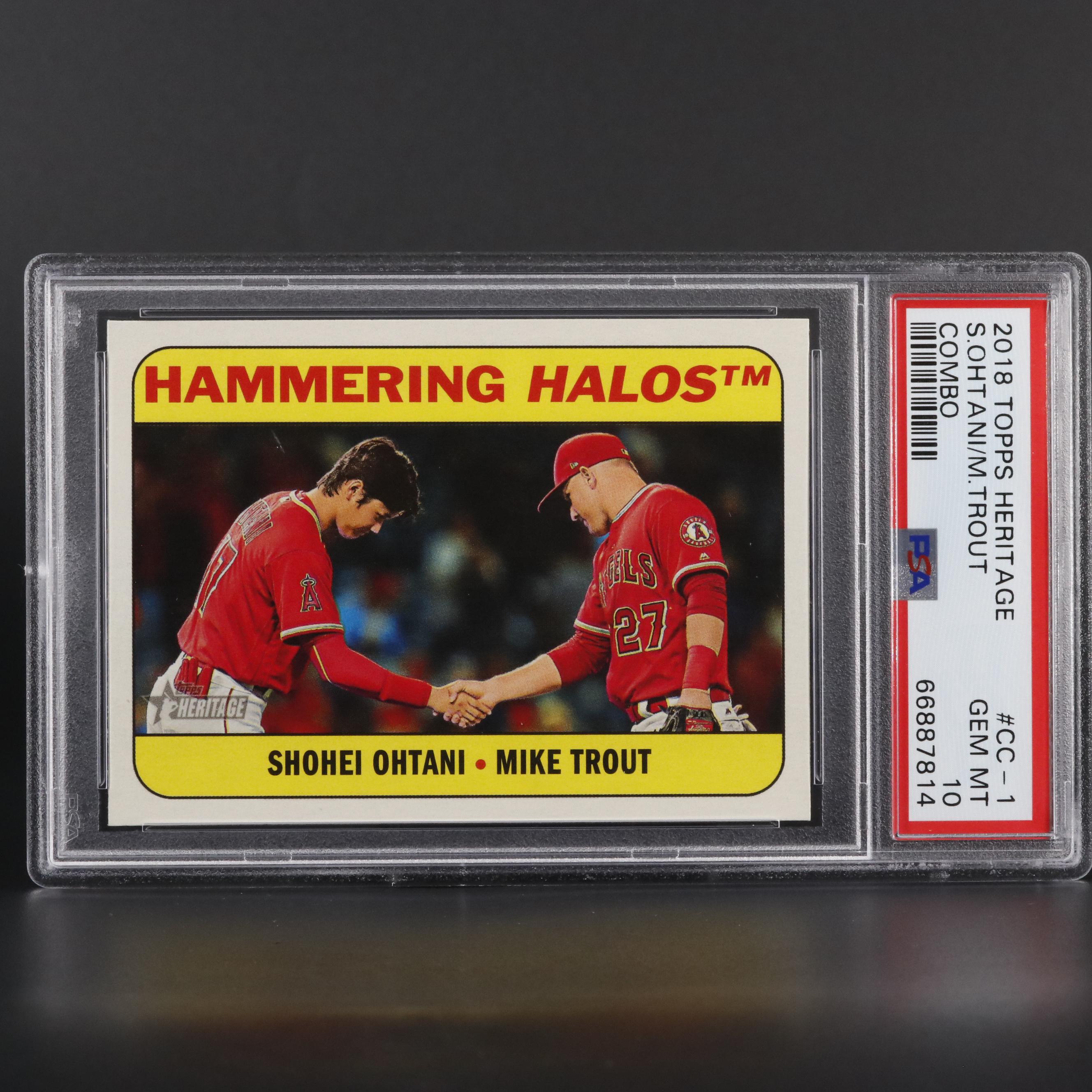 2018 Topps Heritage Shohei Ohtani/Mike Trout Combo PSA 10 Gem Mint Card