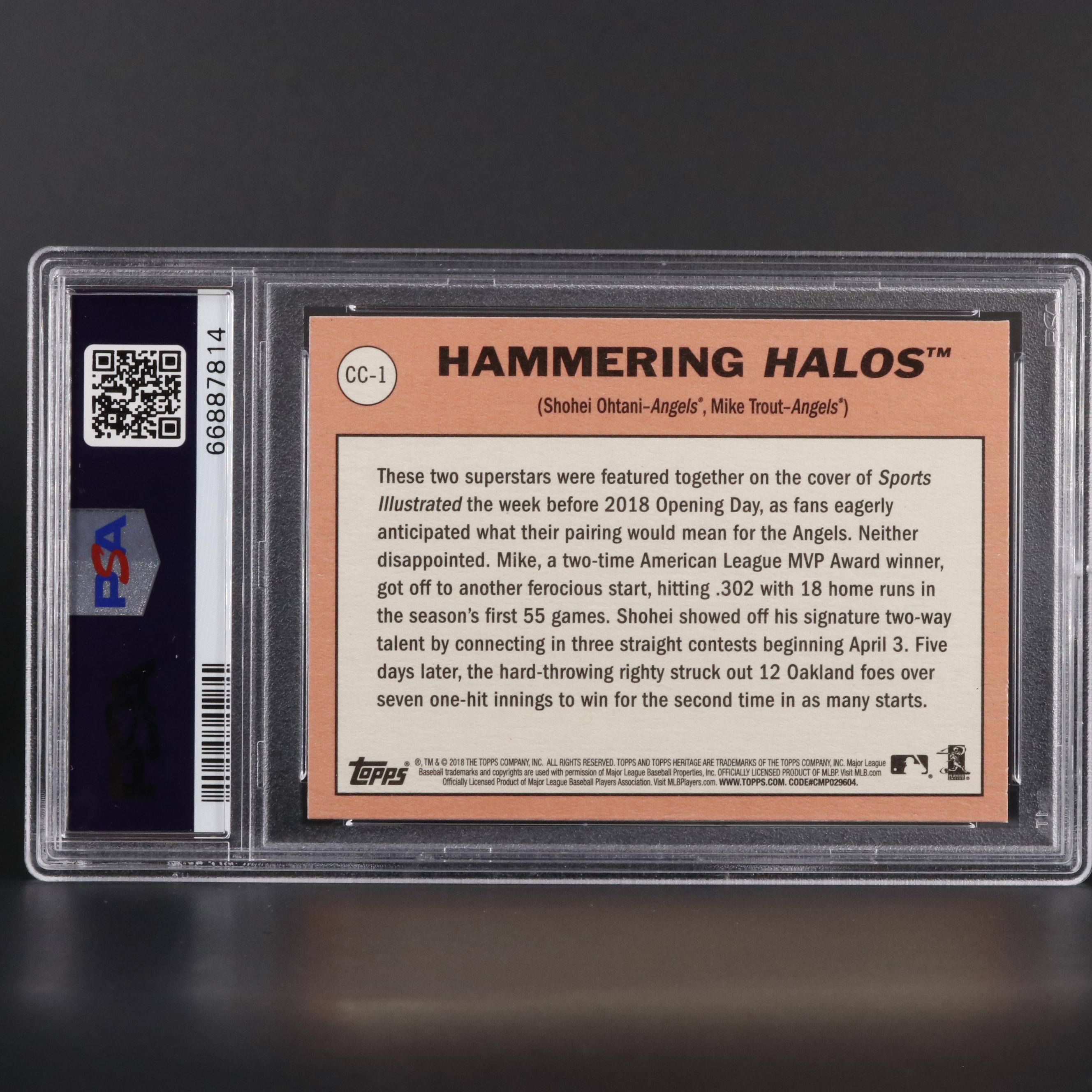 2018 Topps Heritage Shohei Ohtani/Mike Trout Combo PSA 10 Gem Mint Card
