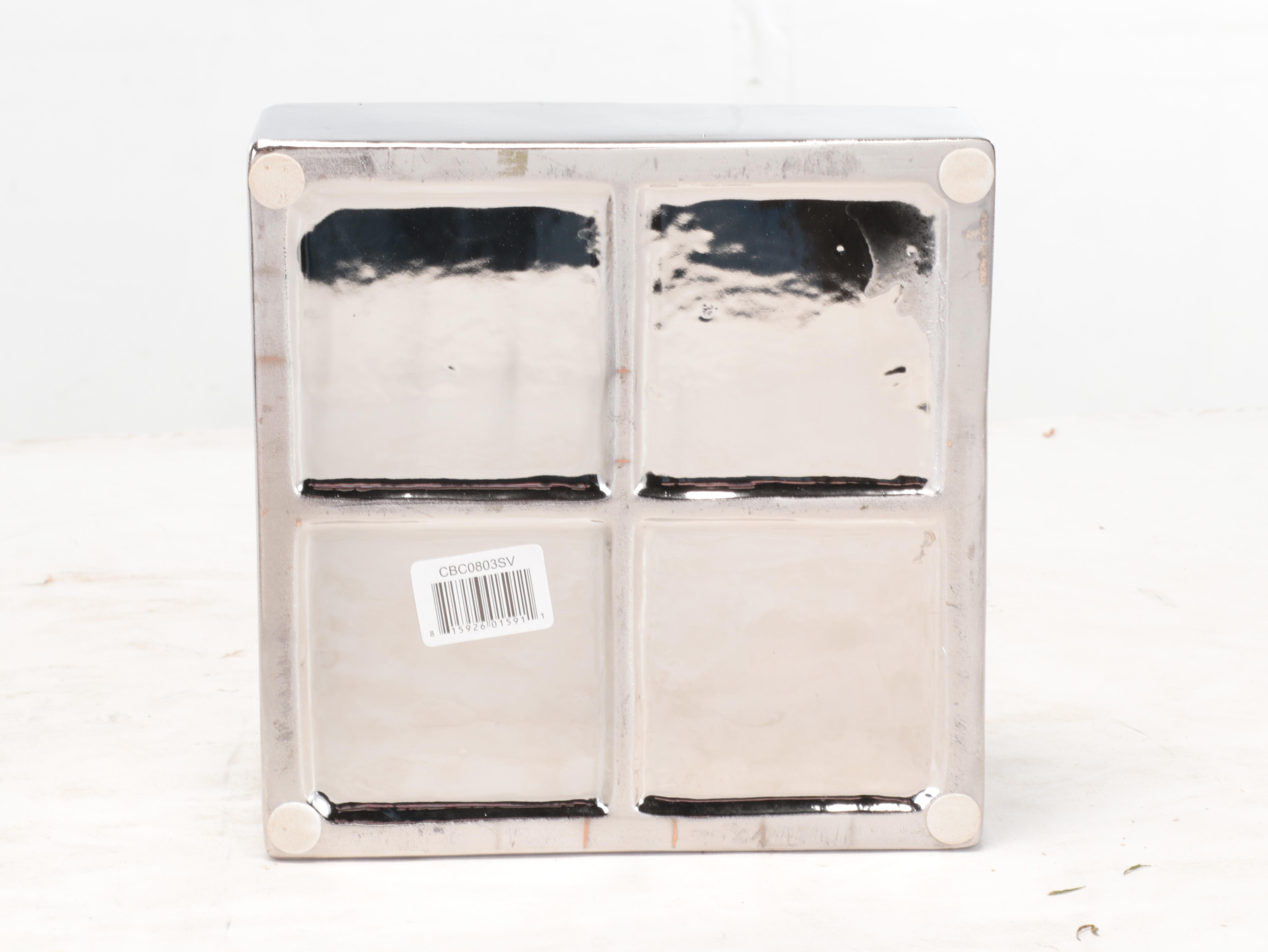 Graduated Square Silver Ceramic Vases