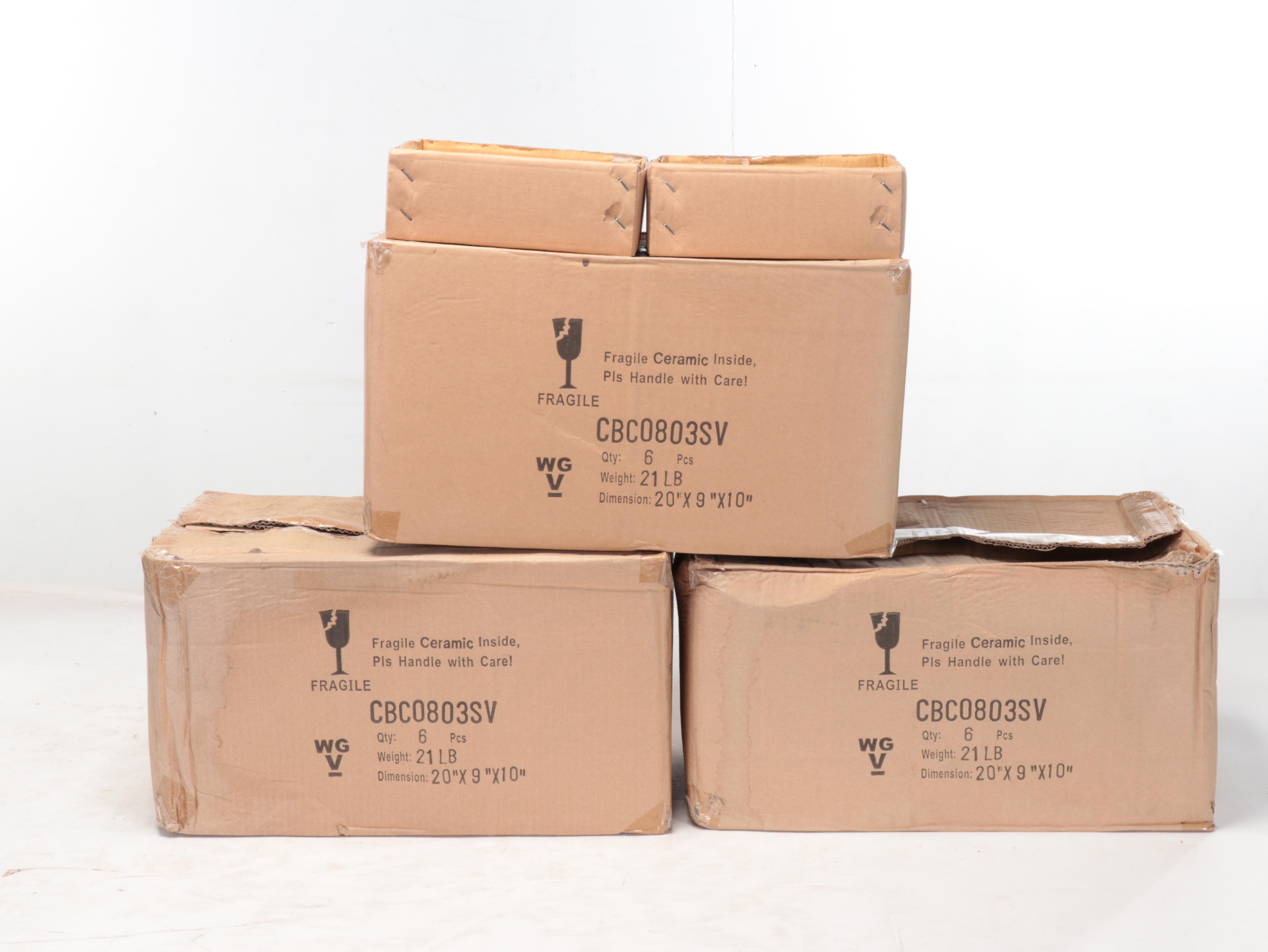 Graduated Square Silver Ceramic Vases