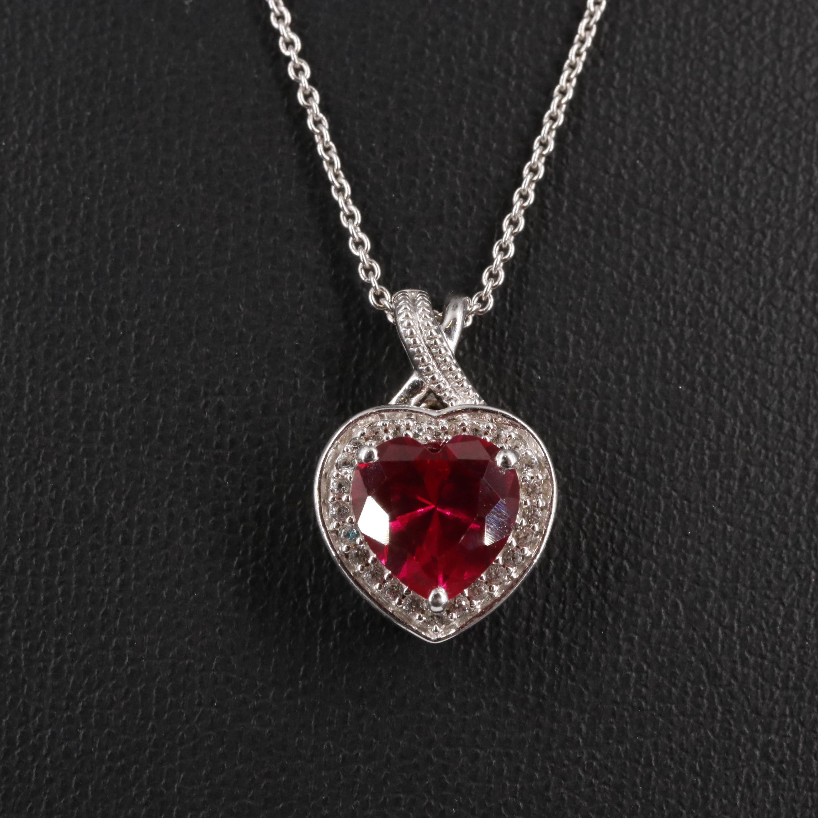 Sterling Silver Ruby and Sapphire Necklace