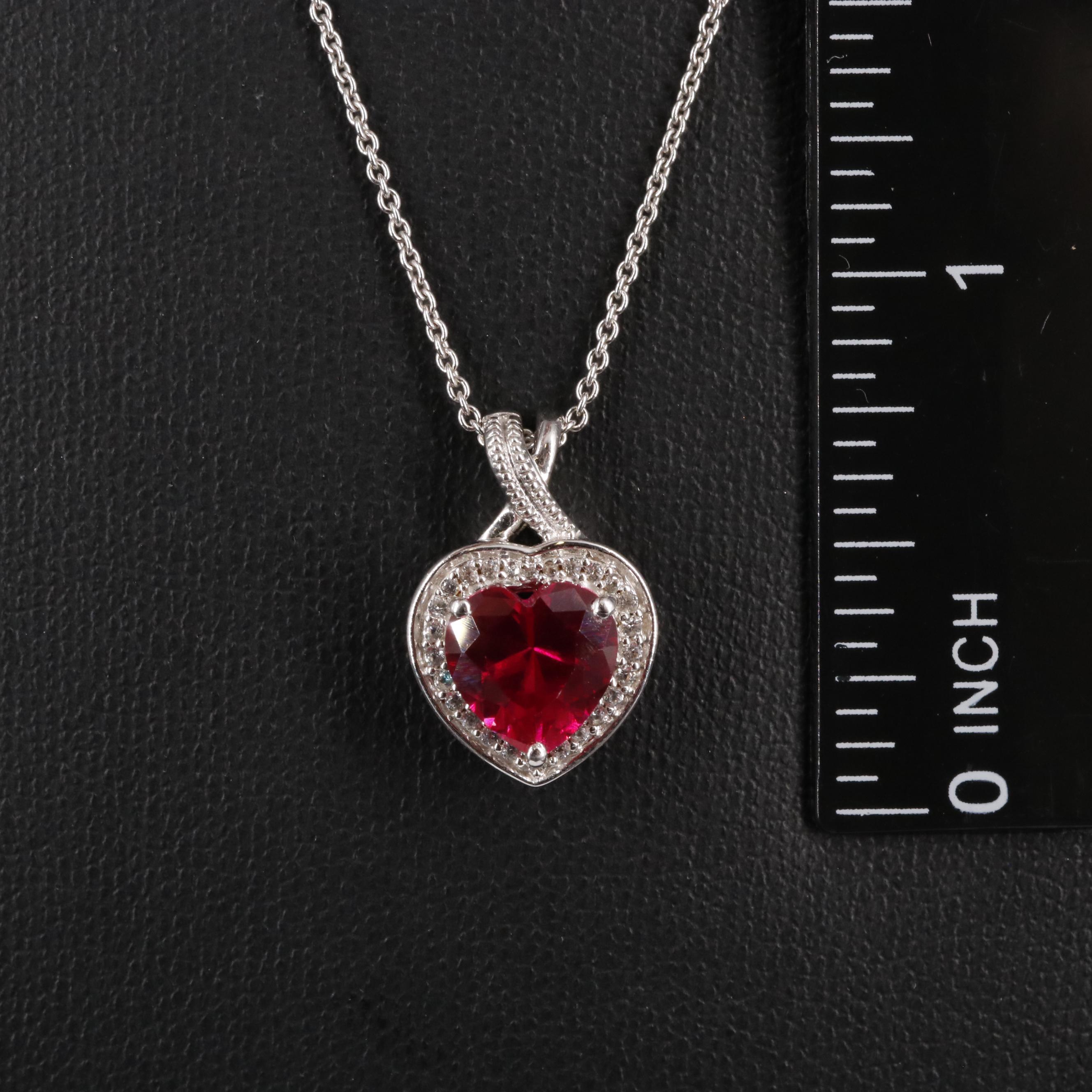 Sterling Silver Ruby and Sapphire Necklace