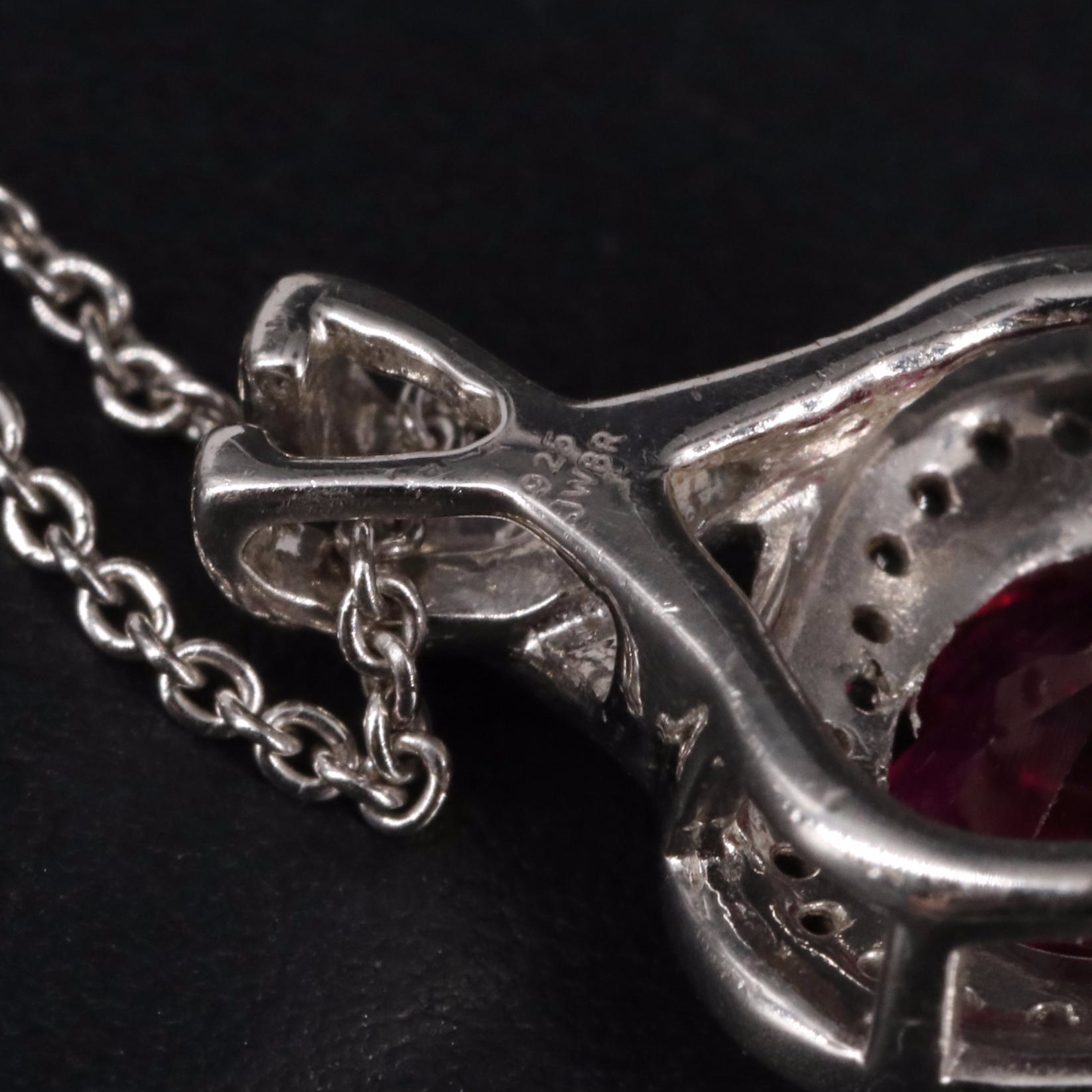 Sterling Silver Ruby and Sapphire Necklace