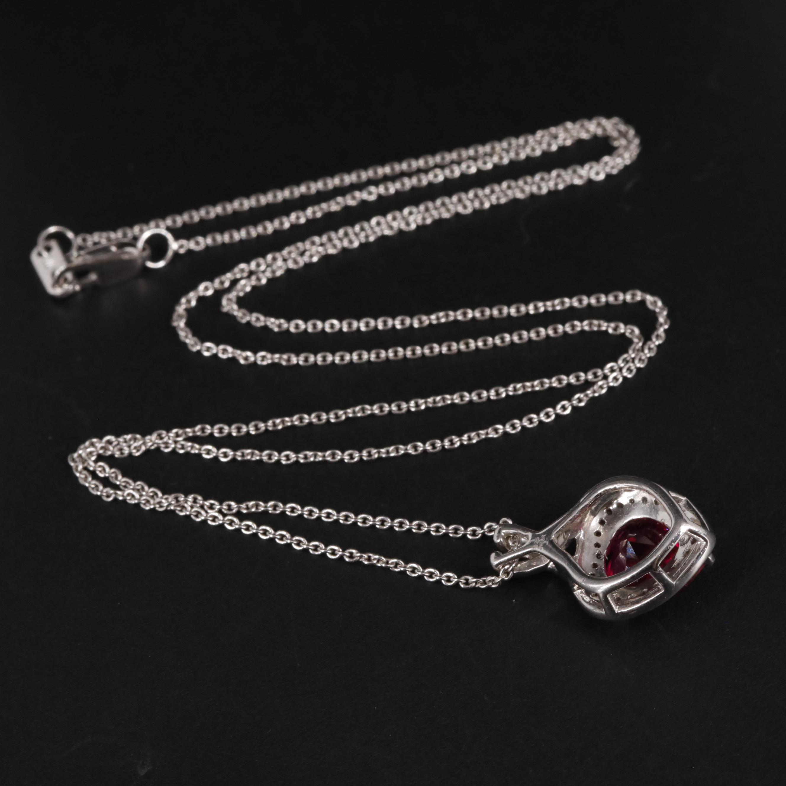 Sterling Silver Ruby and Sapphire Necklace