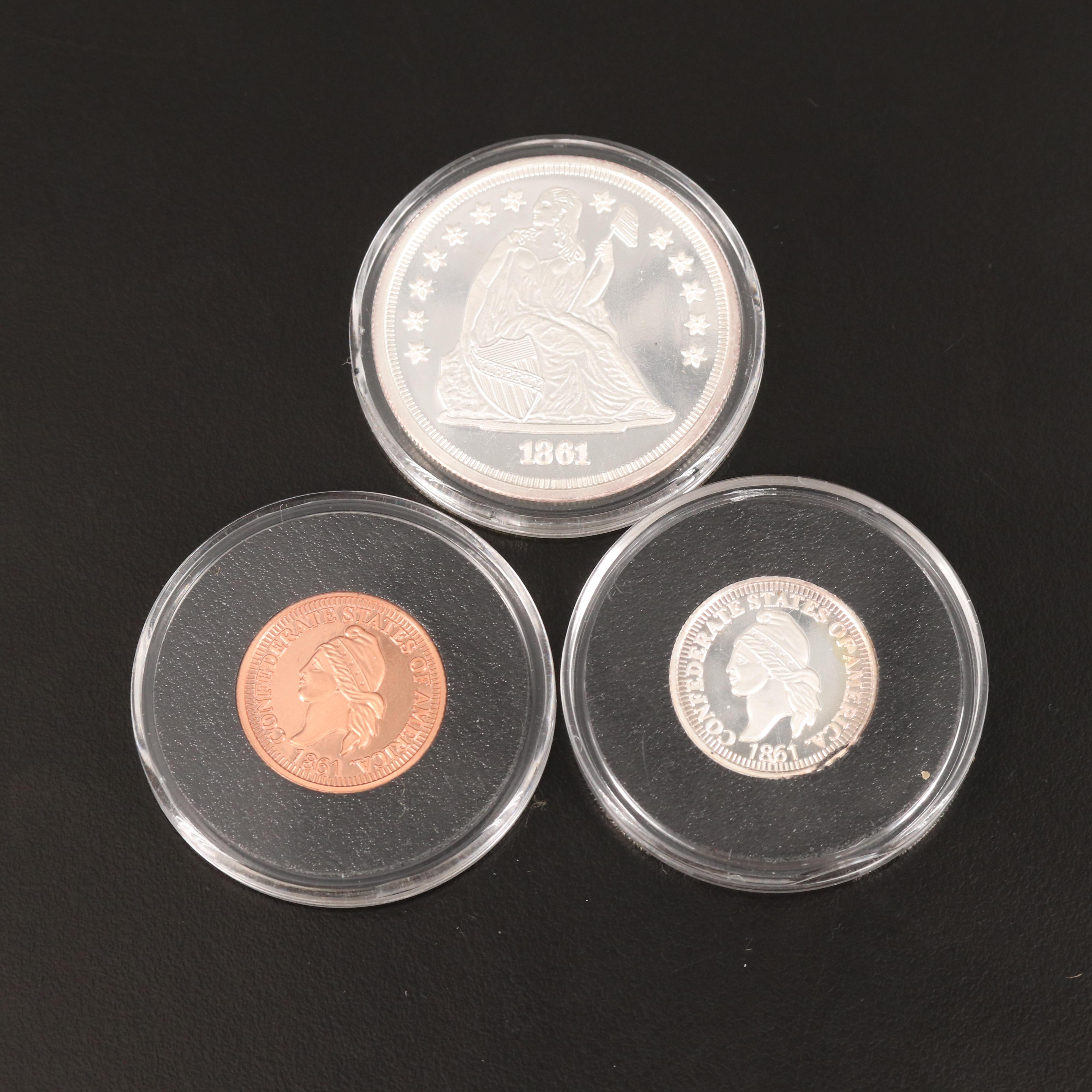 Collection of Three Fantasy Confederate Coins