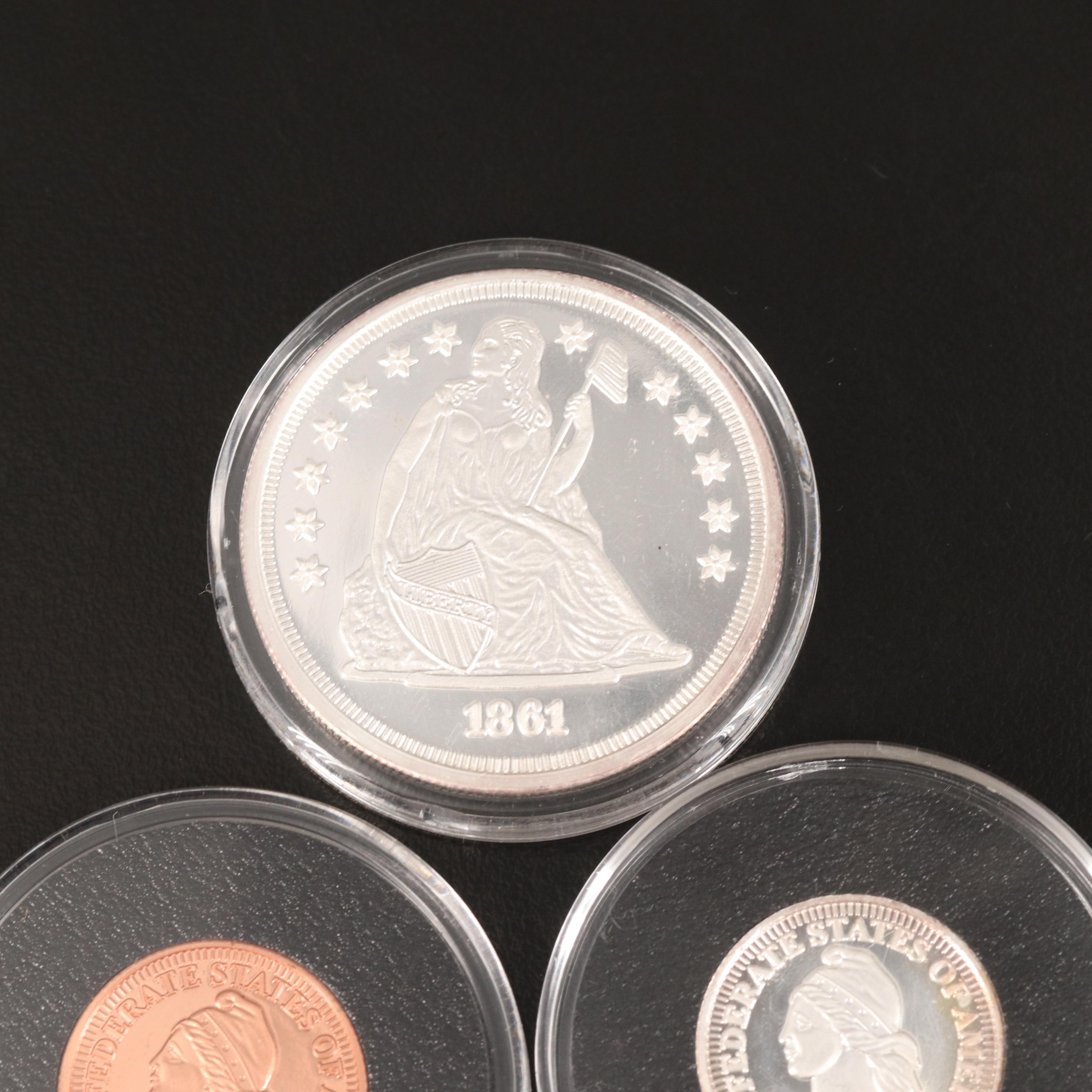 Collection of Three Fantasy Confederate Coins